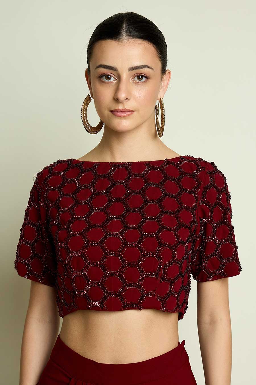 Wine Crystal Blouse