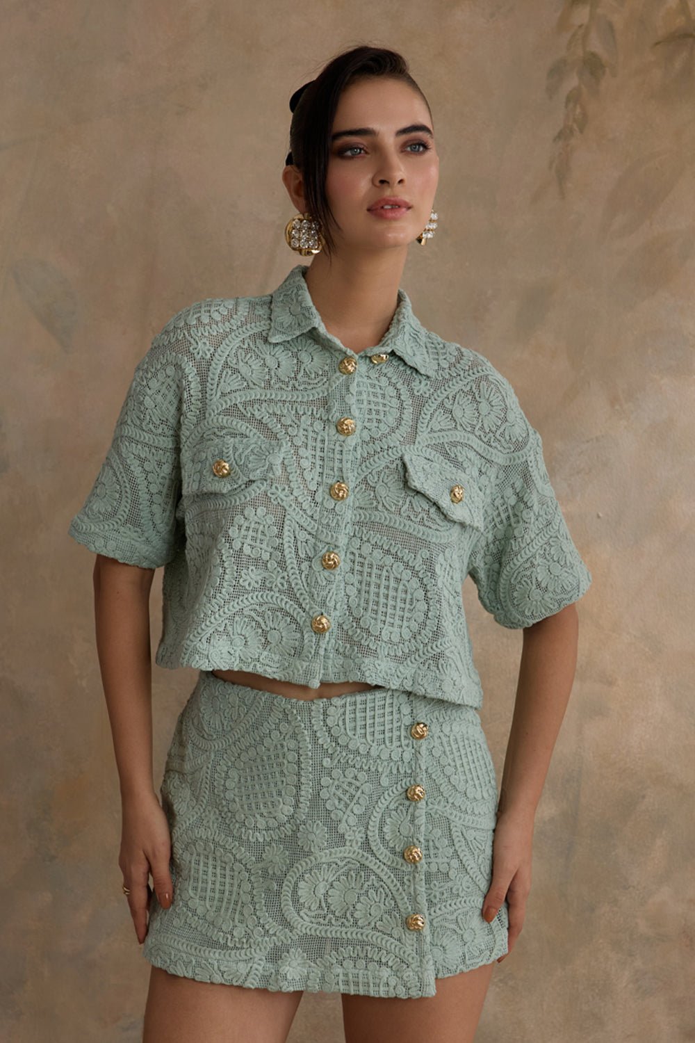 Sage Elise Lace Top