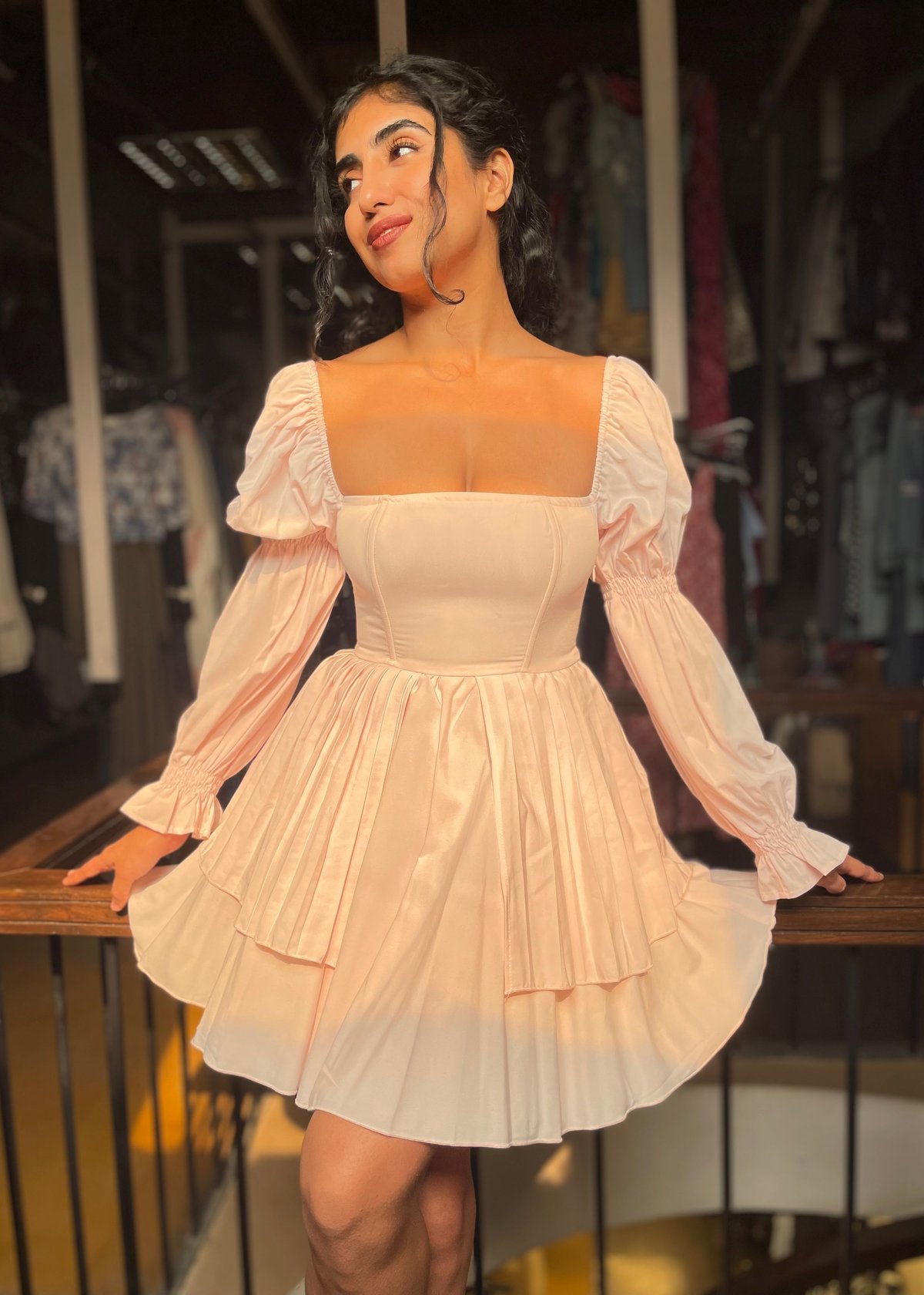 Pixie Baby Pink Puff Corset Dress