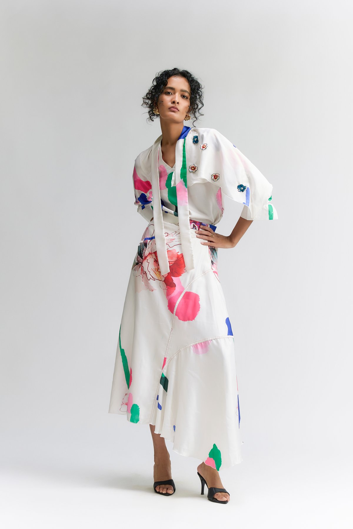 Colour Splash Blossom Printed Skirt Set