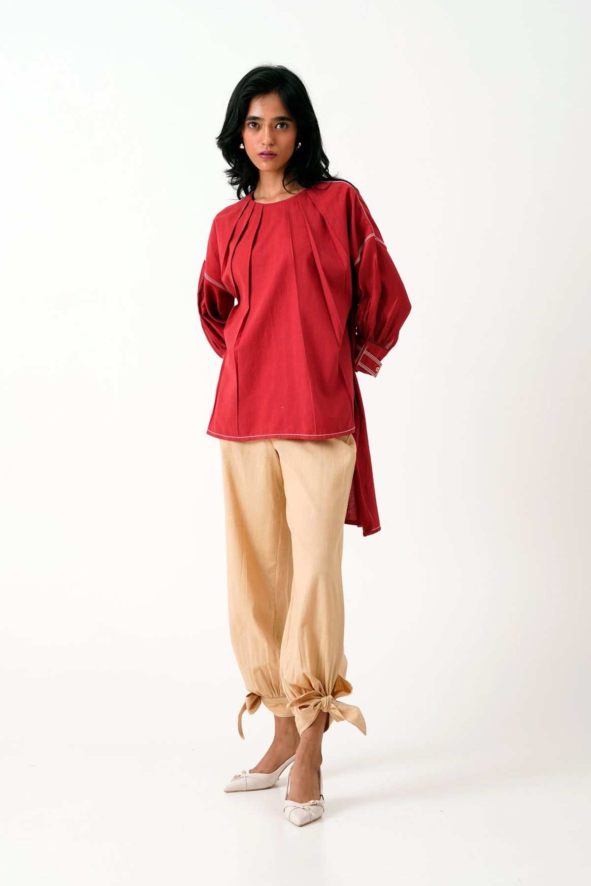 Ariel + Eva - Madder Pleated Top