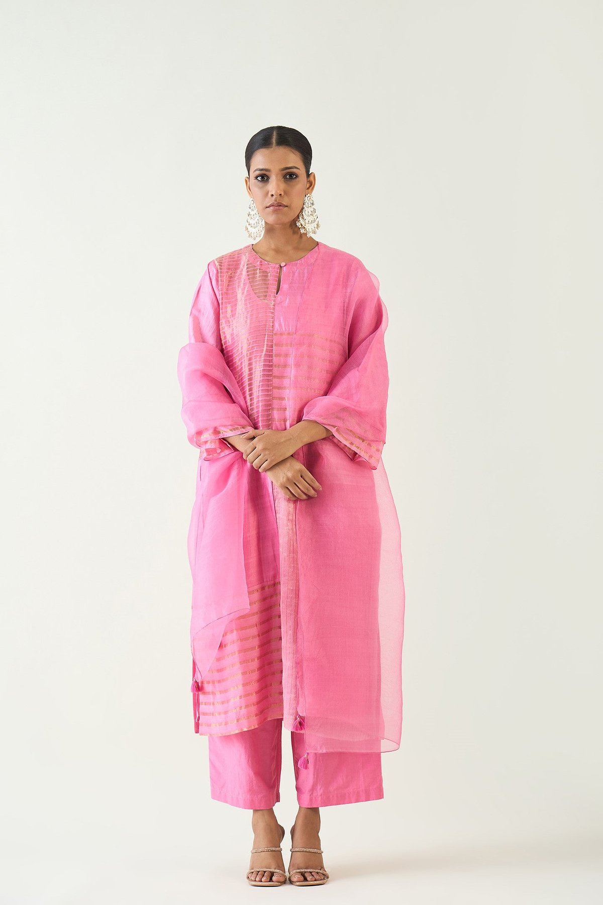 Kaya: Zari Silk Patch Kurta set