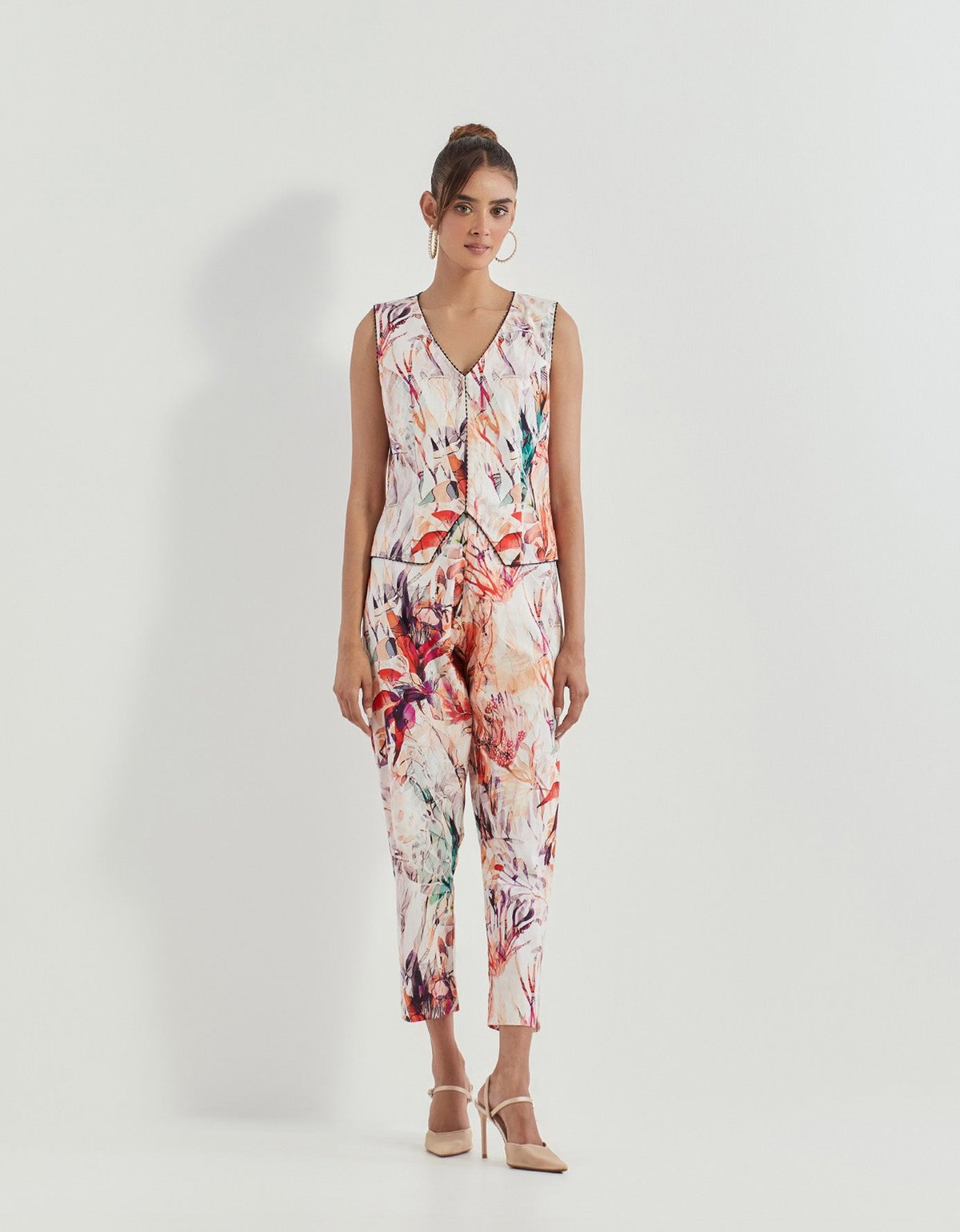 Pink Printed Top and Pants Co-ord Set