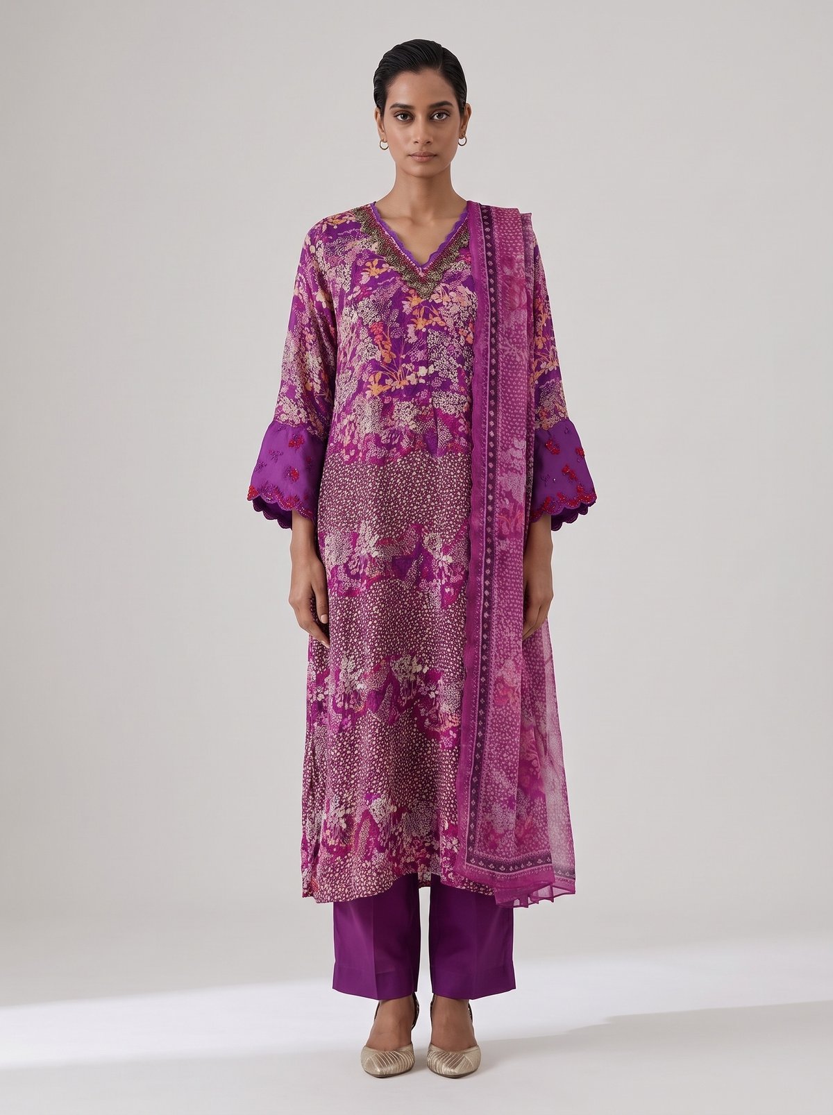 Water Glimmer Organza Kurta Set