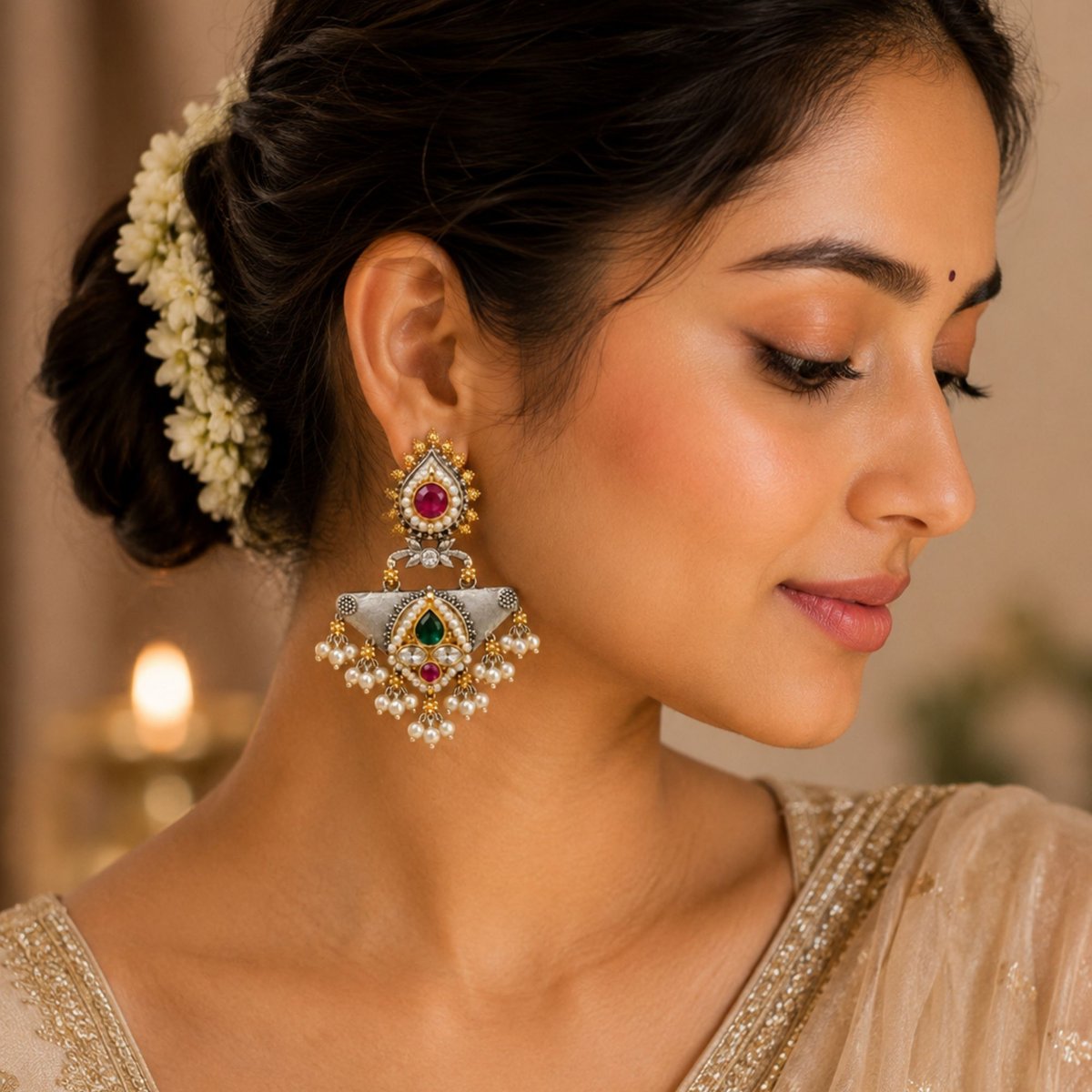 Yamini Royal Pachi Kundan Earrings