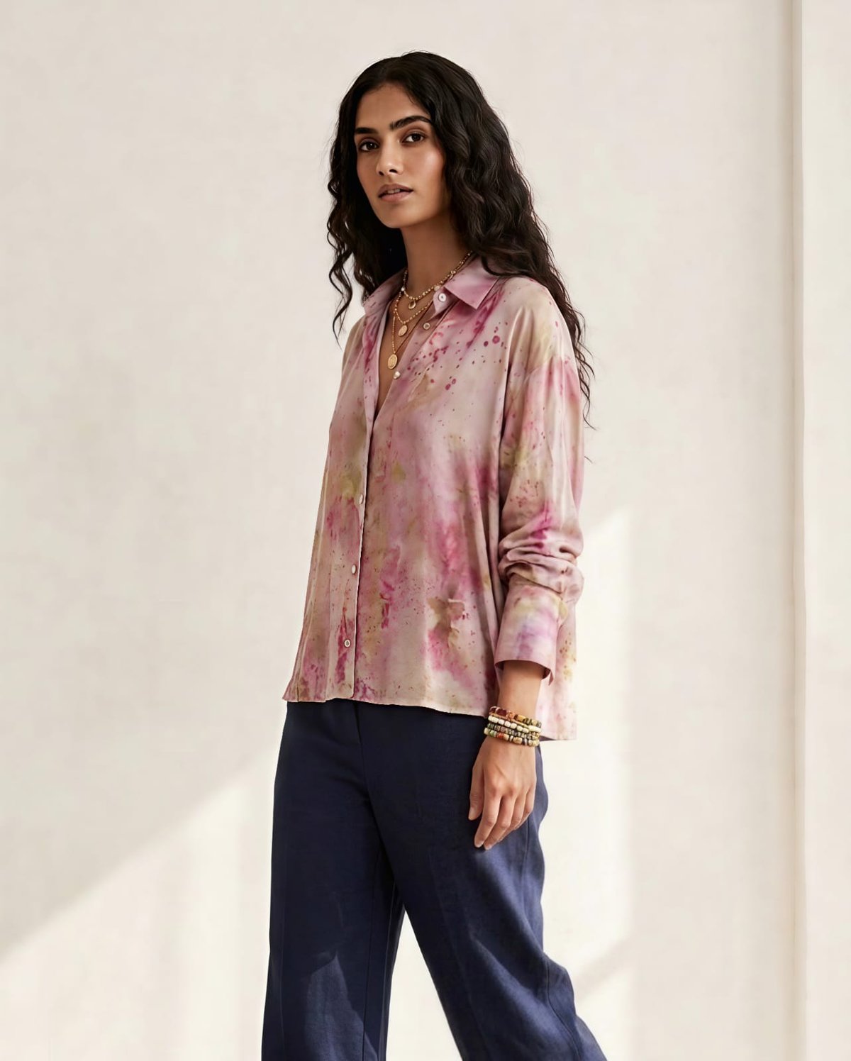 Pink Abstract Print Button-Down Shirt