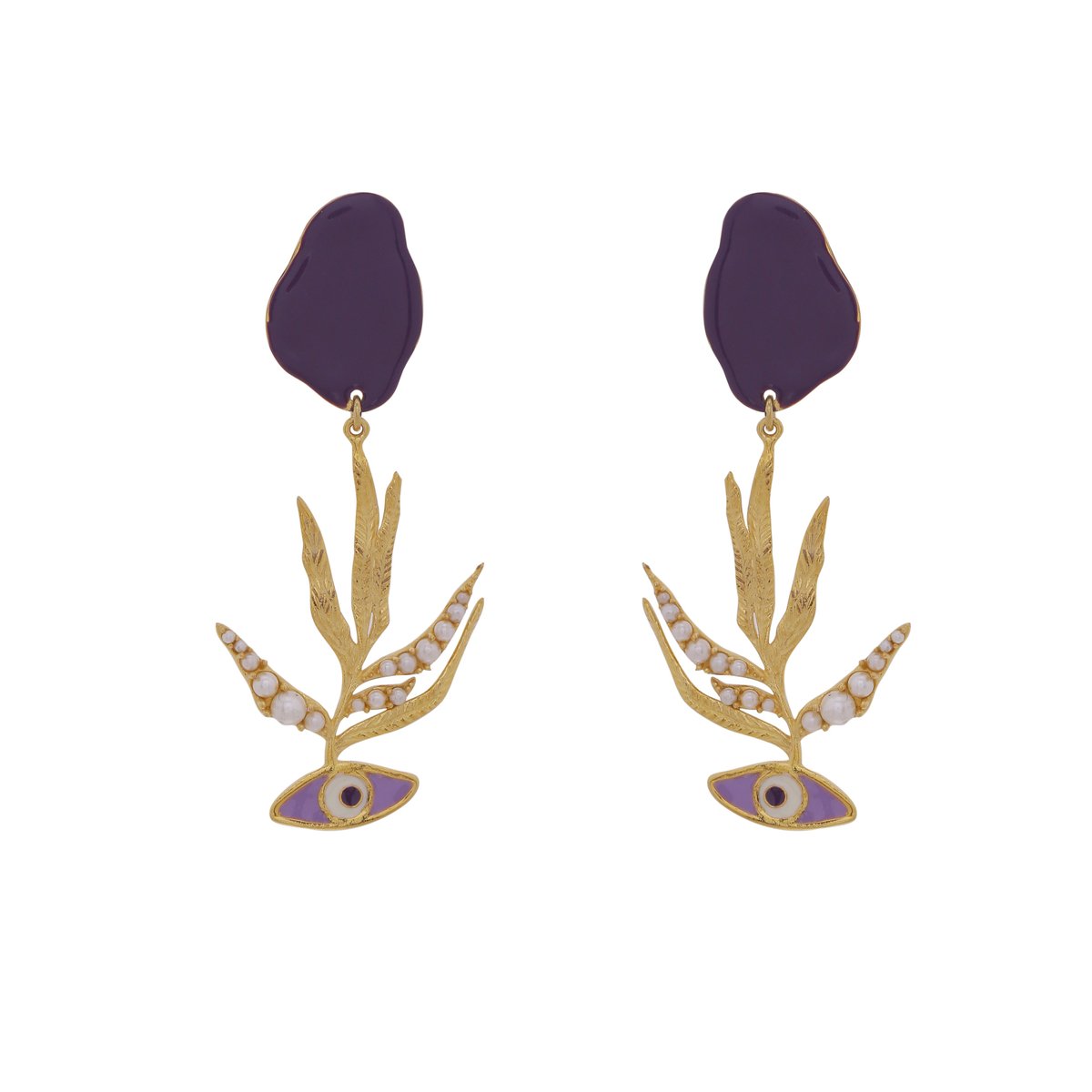 Evil Eye Pearl Earrings