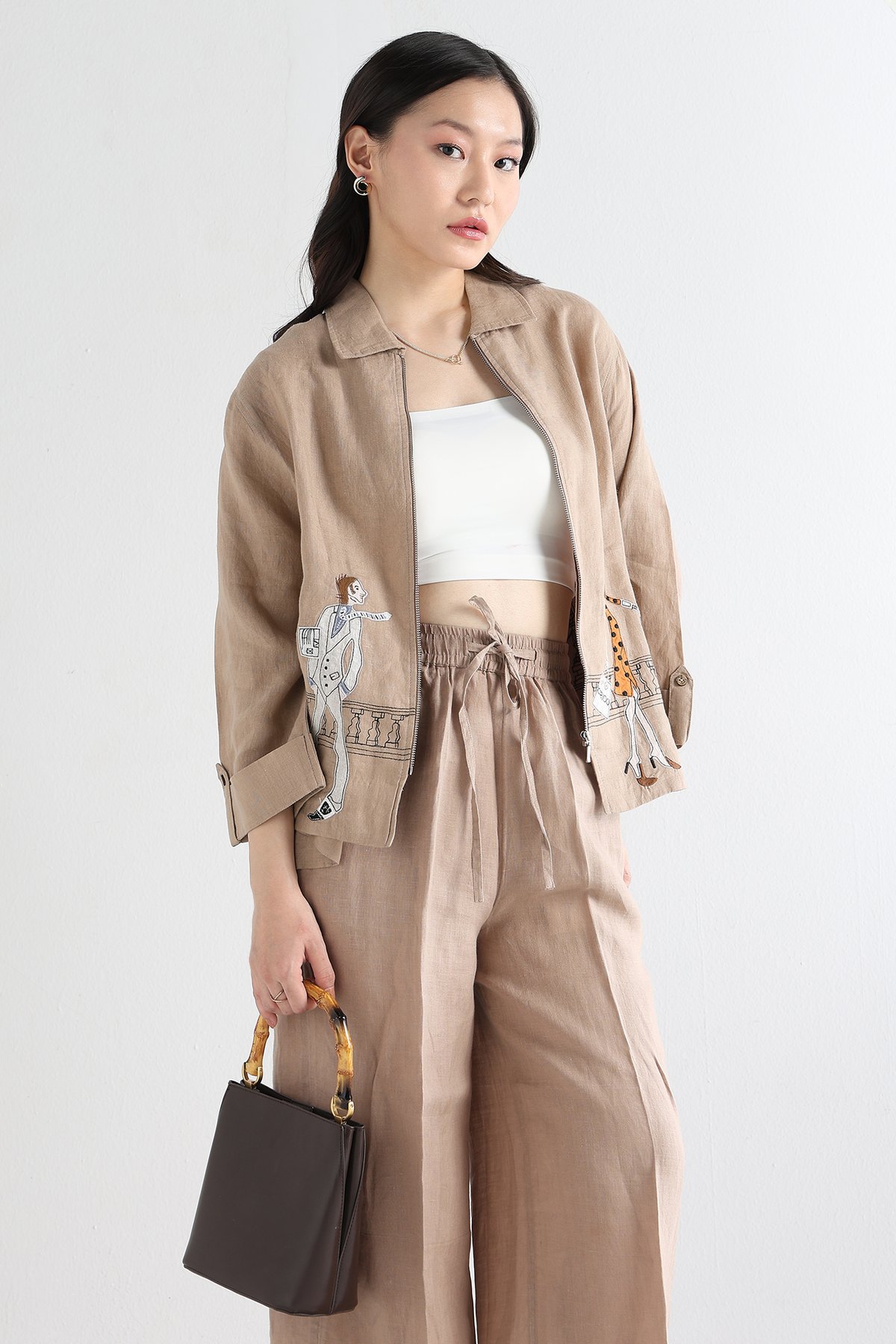 Khaki Emb Shacket