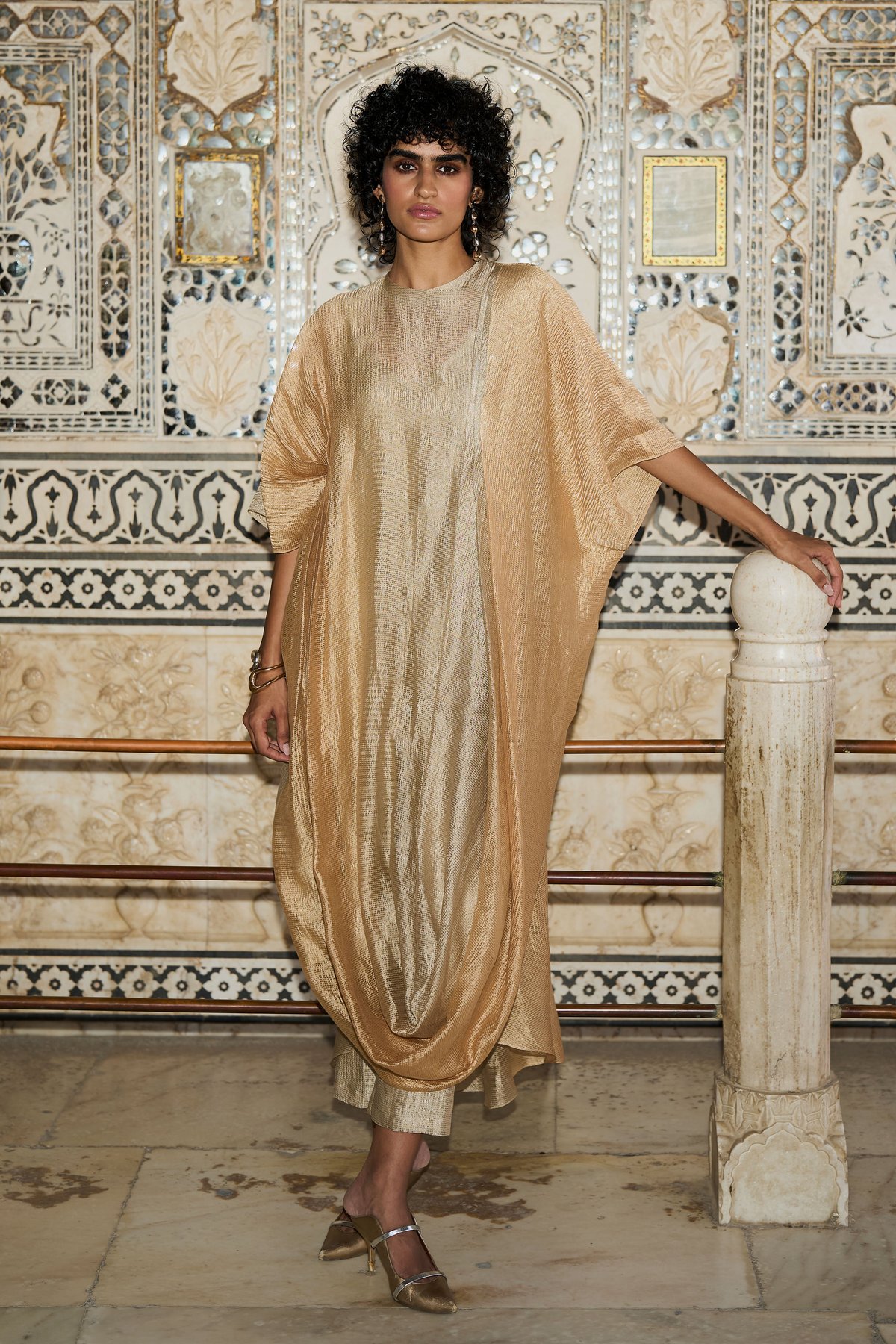 Metallic Multi Ombre Longline Kaftan Top with Cami
