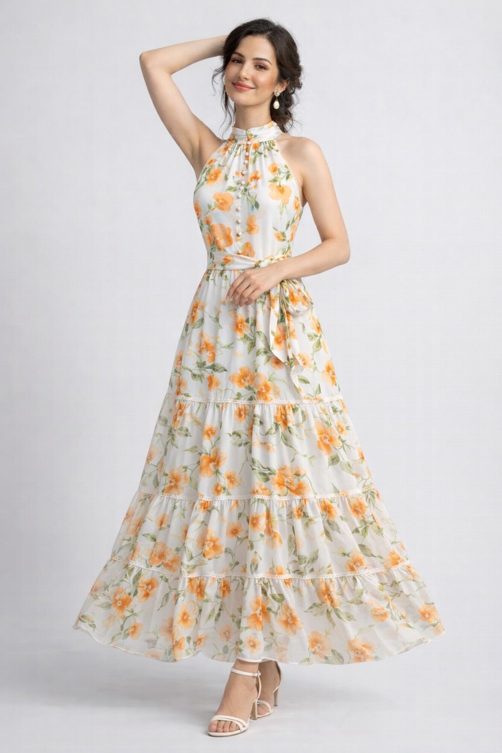 Blossom Aura Halter Maxi Dress