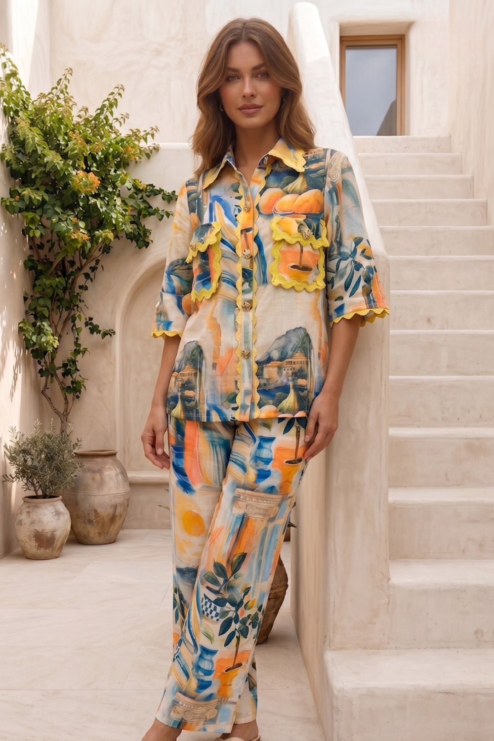 Abstract Printed Shirt & Pant Set