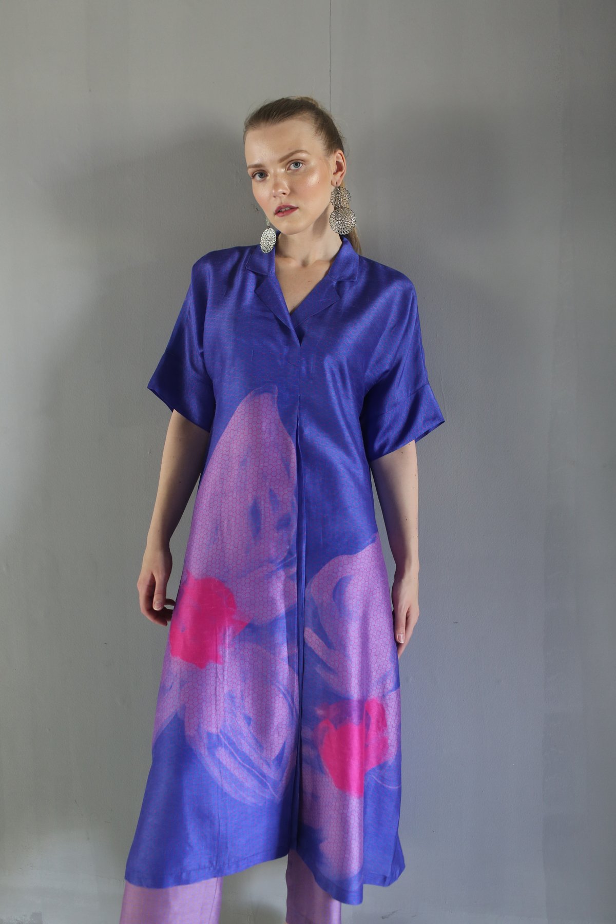 Blue/Purple Dupion Silk Kurta Set