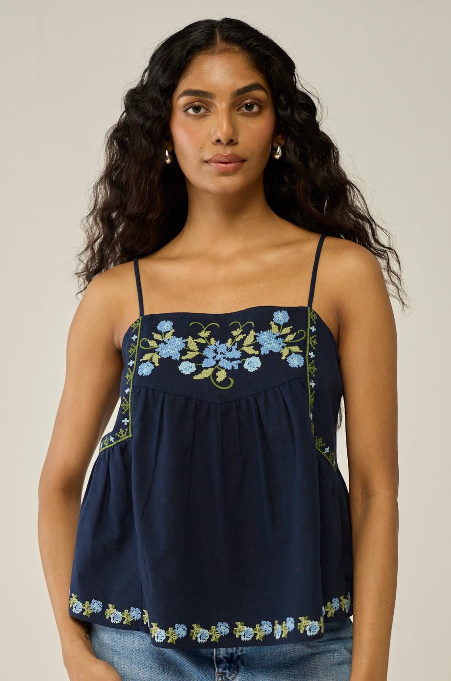 Blue Embroidered Blouse