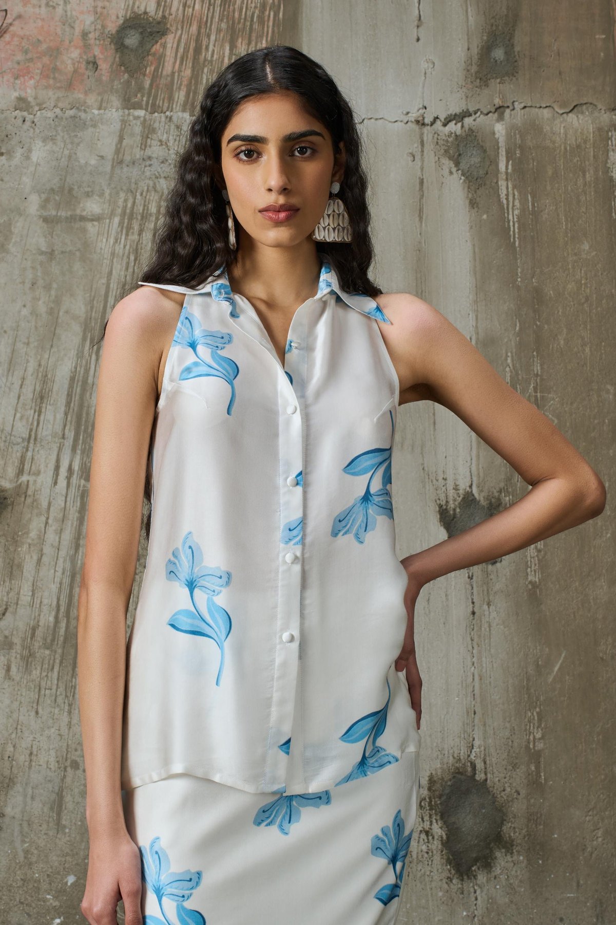 Blooming Edge Halter Neck Shirt