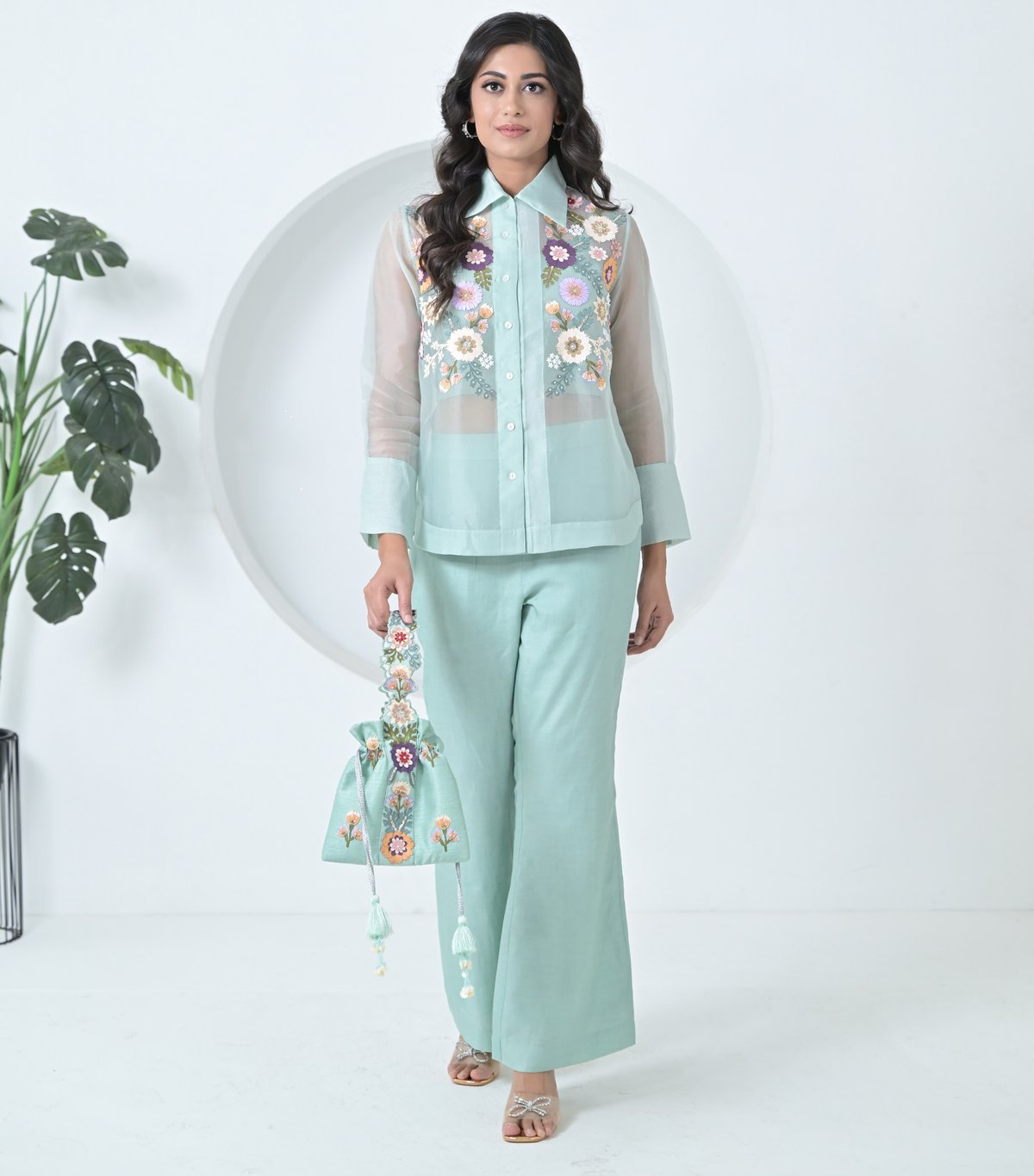 Phool-Patti Organza Shirt Coord Set