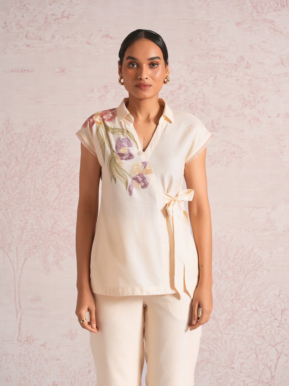 Painted Petals Wrap Top