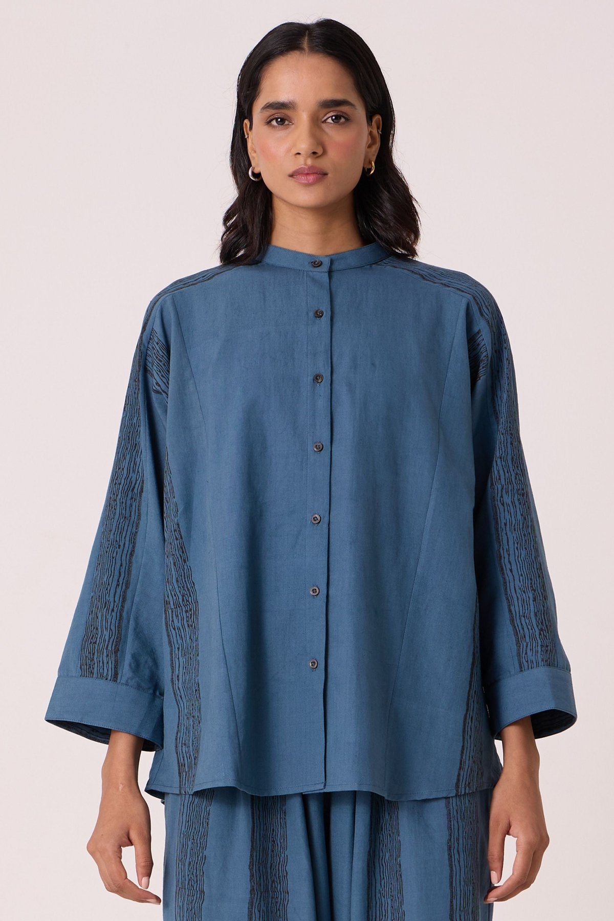 Amer Blue Hand Printed Shirt
