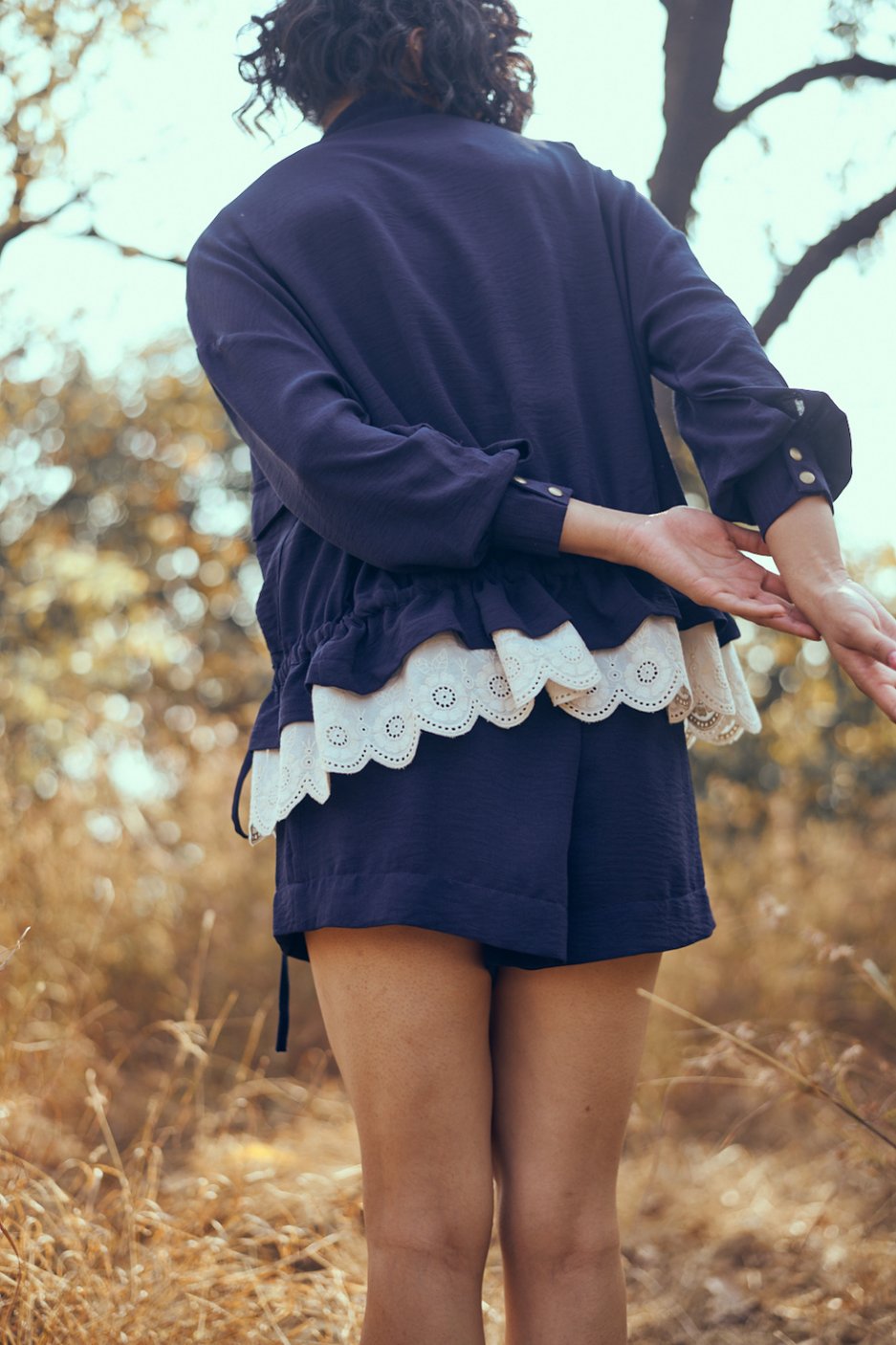 Navy Blue Cropped Bolero and Mini Skirt Co-ord Set