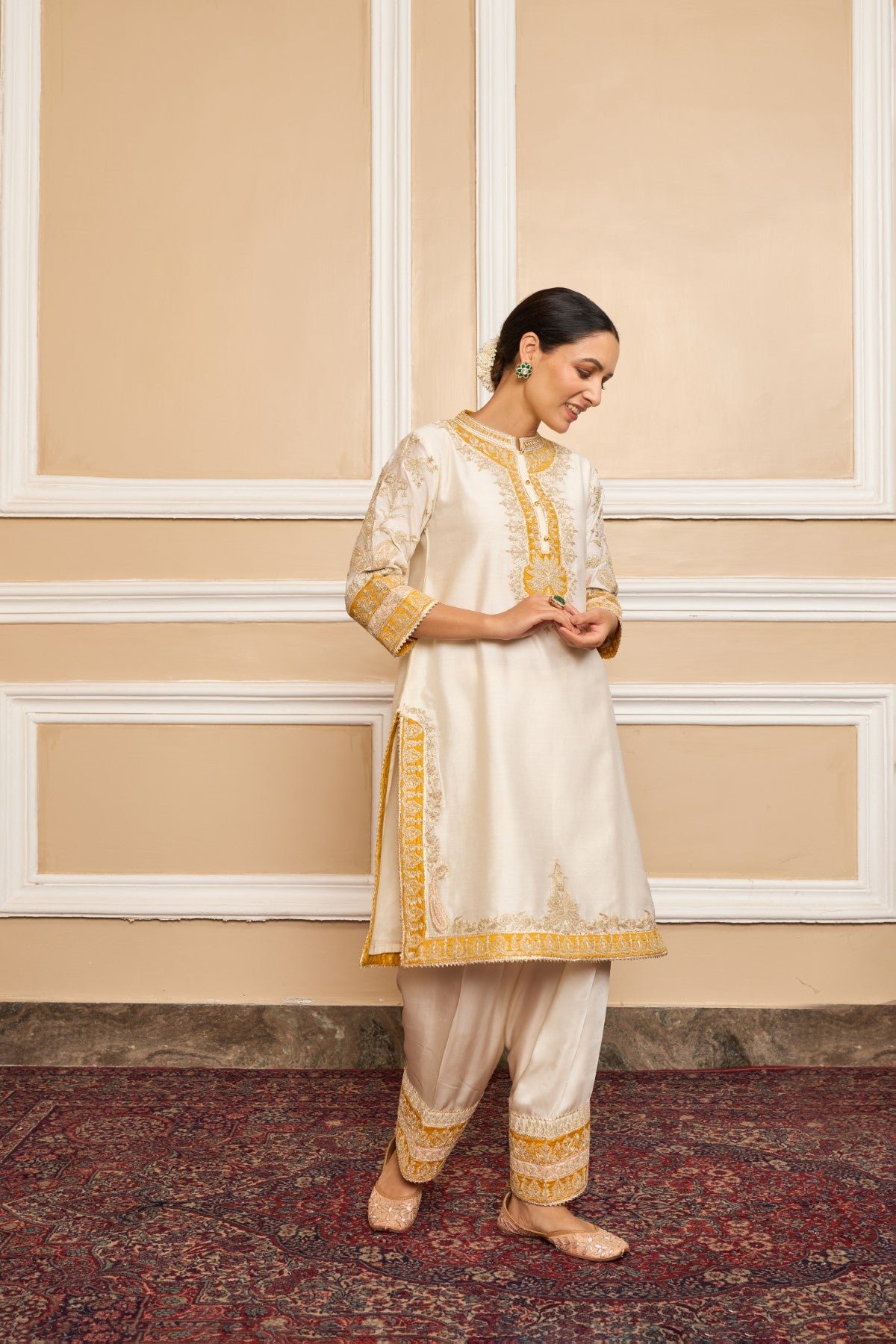 Daisy Ivory Embroidered Kurta Set with Salwar and Dupatta