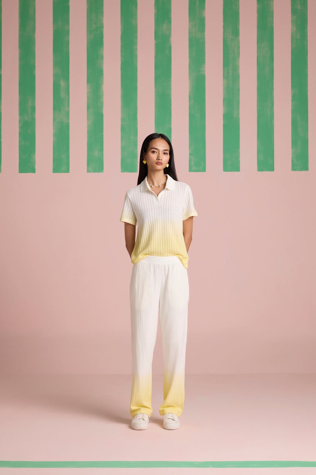 Butter Yellow Ombre Crochet Knit Co-ord Set