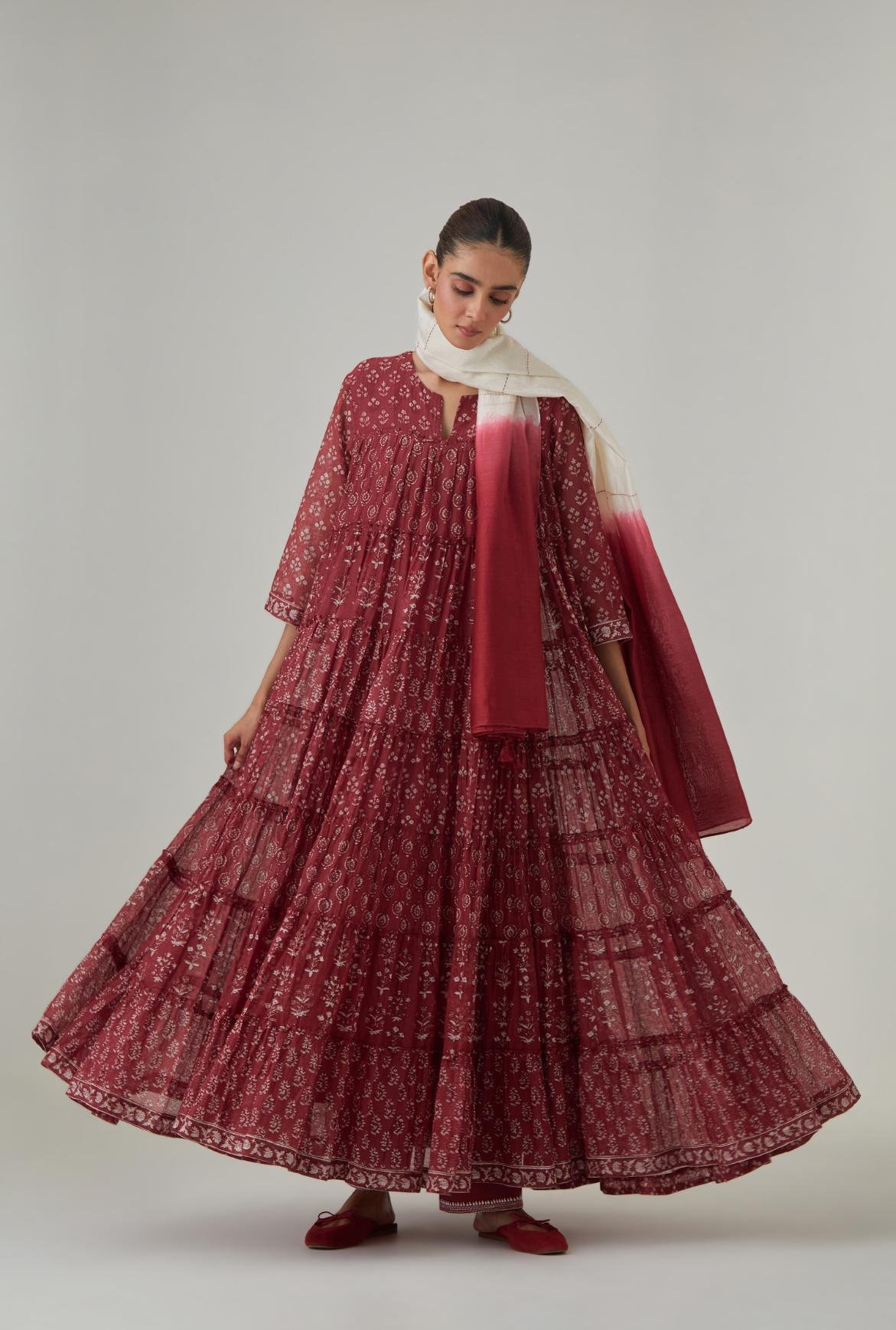 Multi-Tiered Quilted Yoke Kurta & Pant
