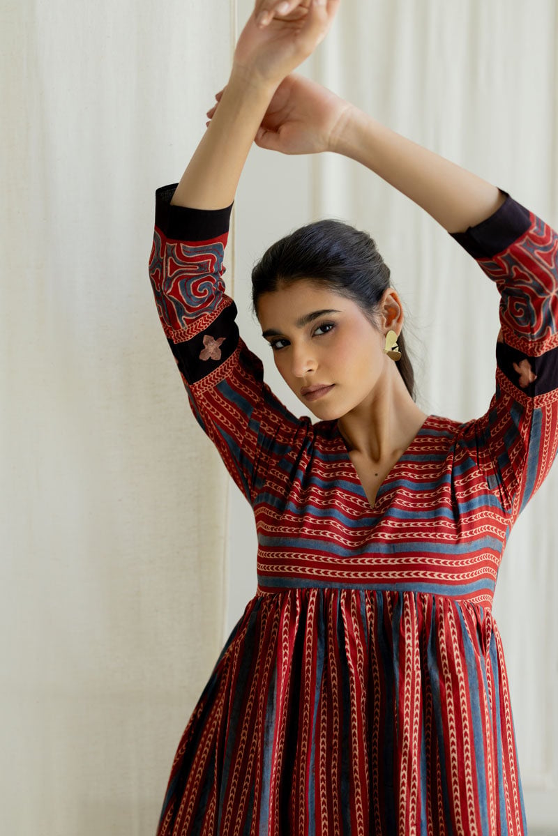 V Neck Flared Dress - Veha