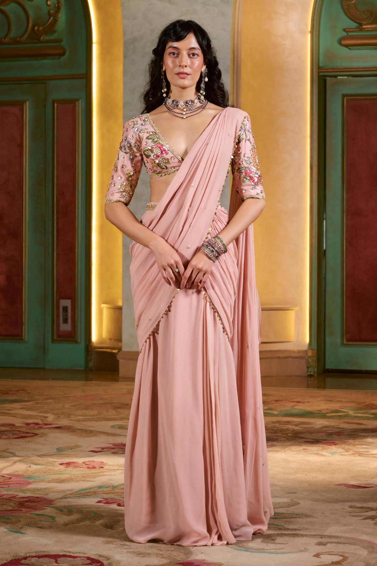 Kaia Saree Set ��Light Rose