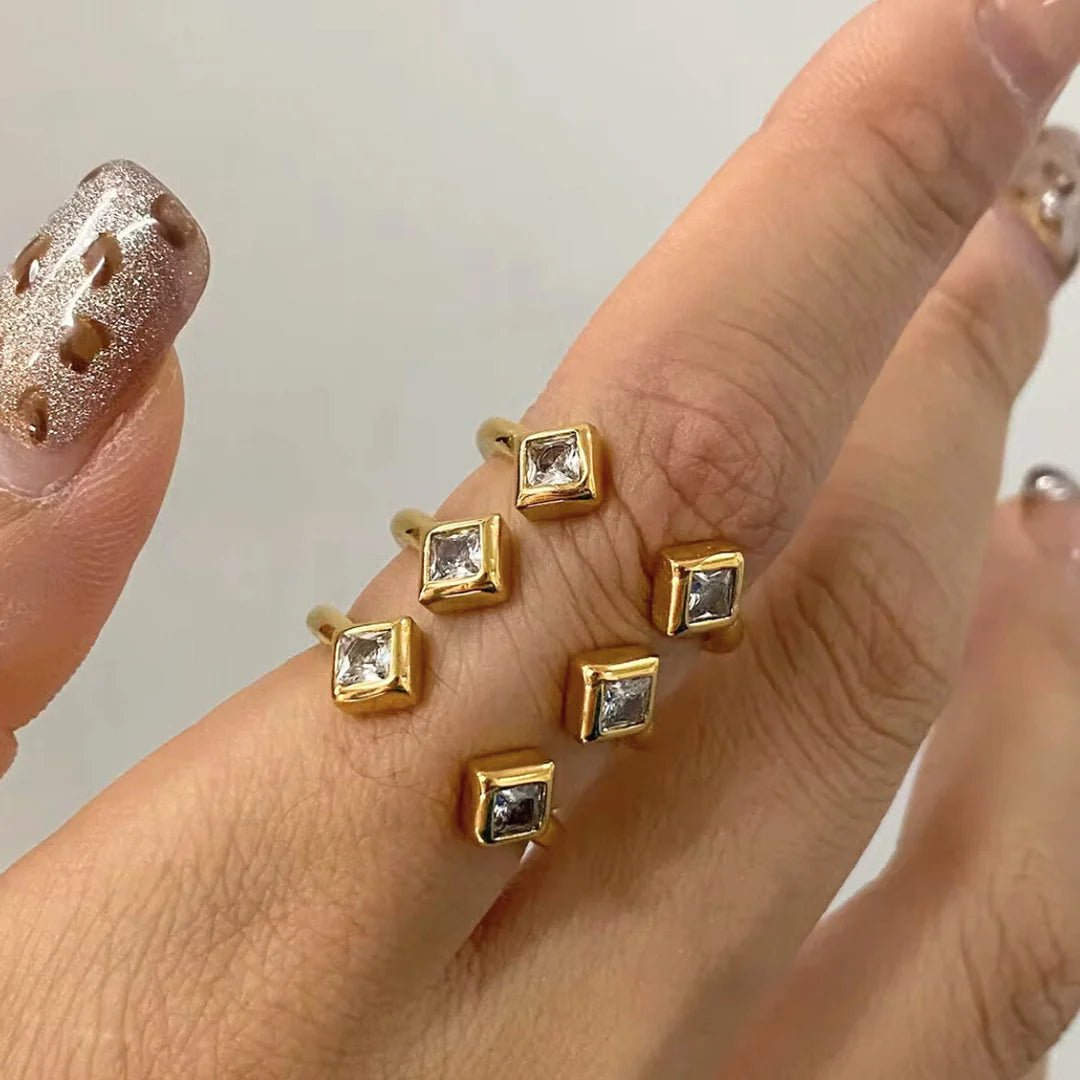 Statement 3 Stack Square Stone Ring, Paris