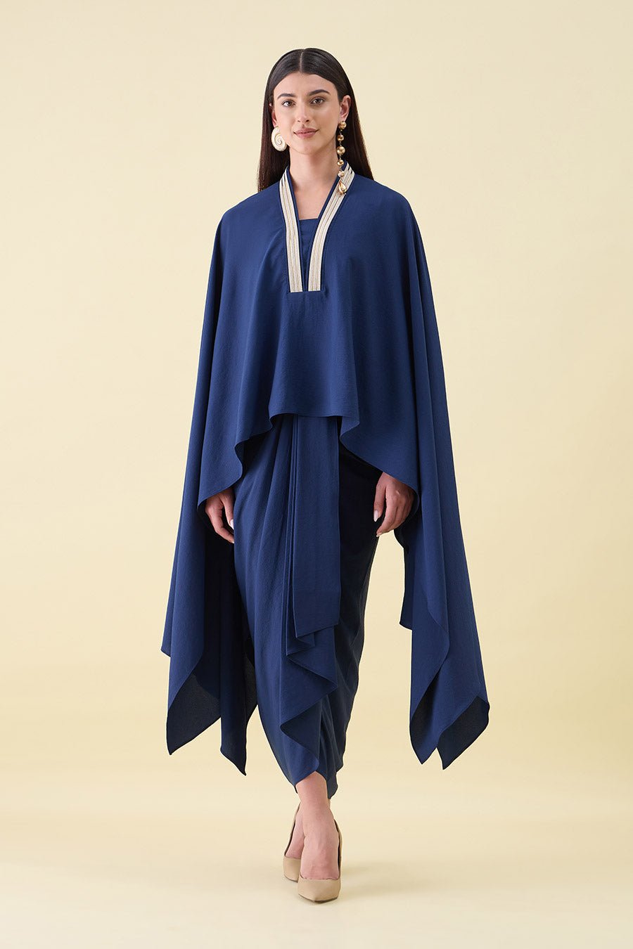 Navy Kaftan Skirt Set