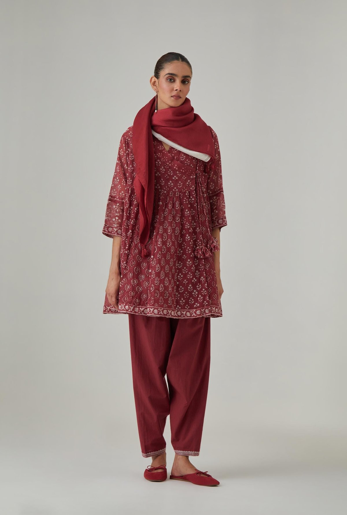 Hand Block Printed Angrakha Kurta & Salwar