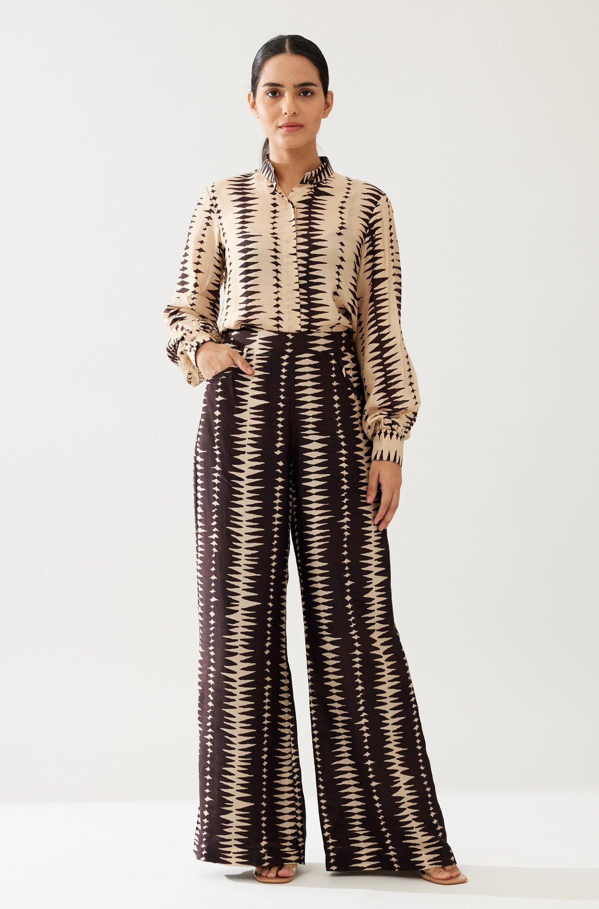 Dark Brown And Cream Pants