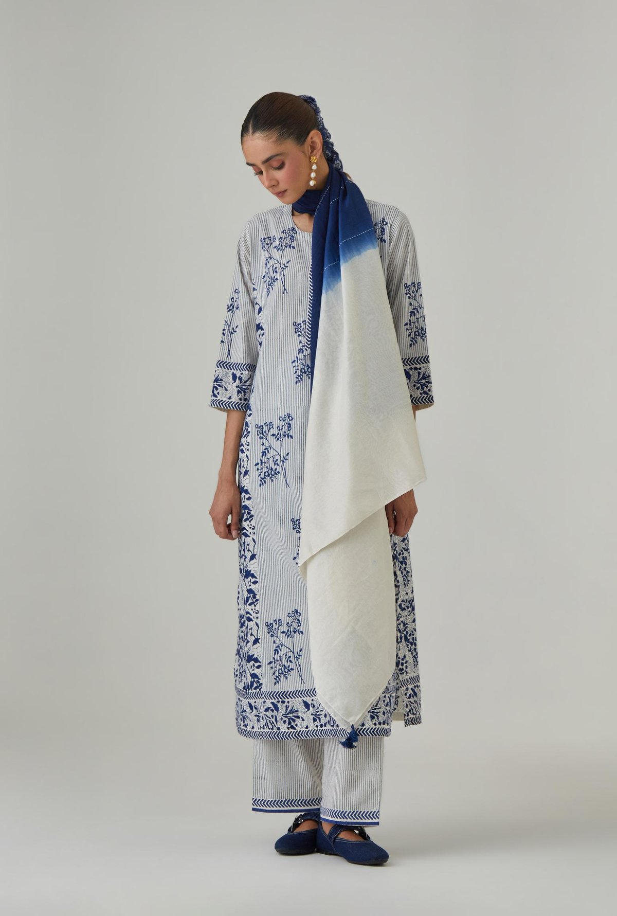 Hand Block Print Kurta With Side Panel