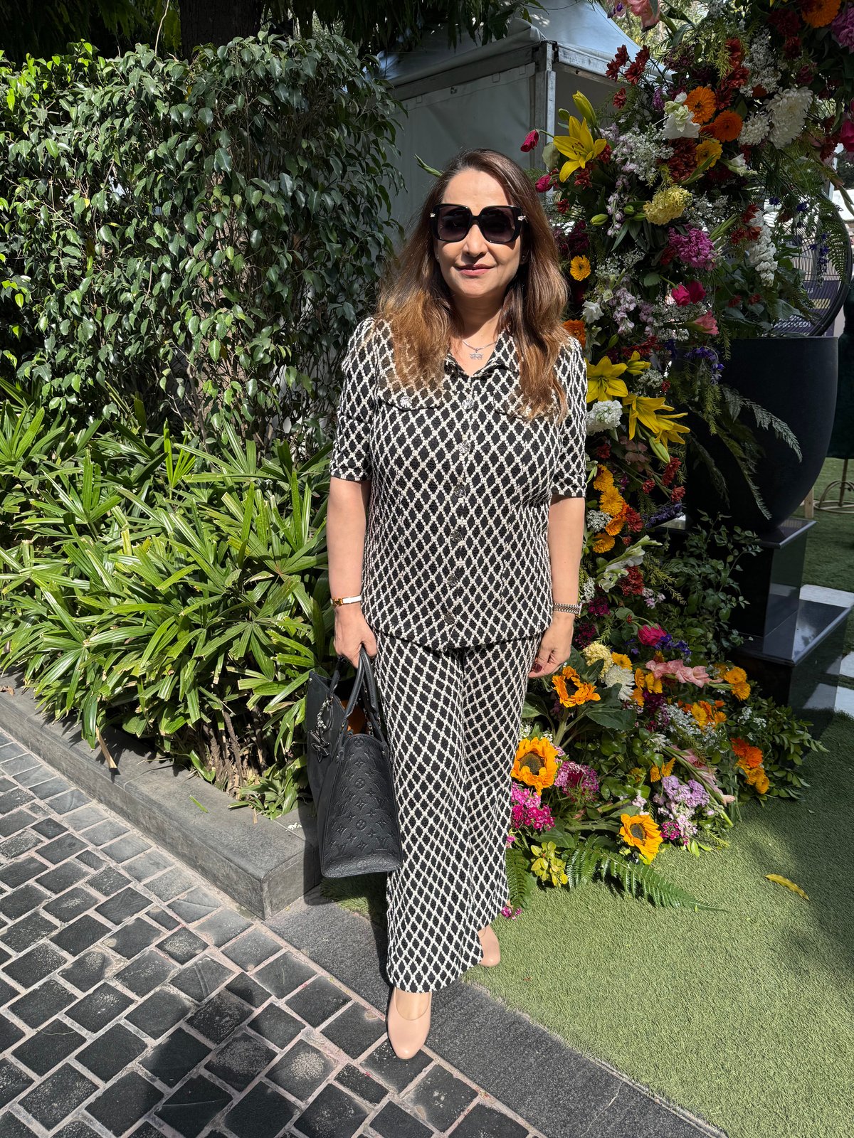 Black and White Checked Shirt and Flared Pants Co-ord Set