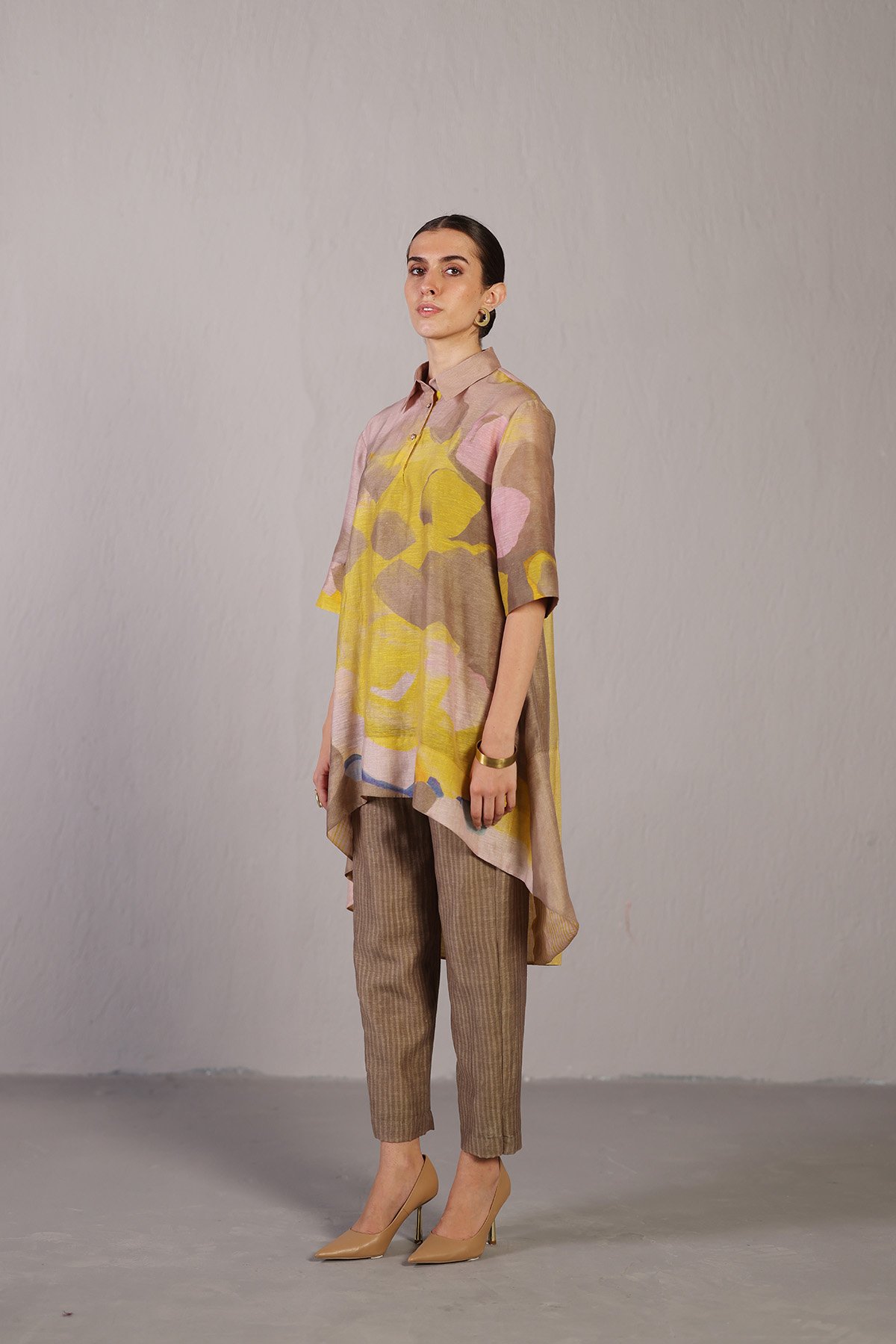 Candy Floss Beige & Yellow Kurta Set
