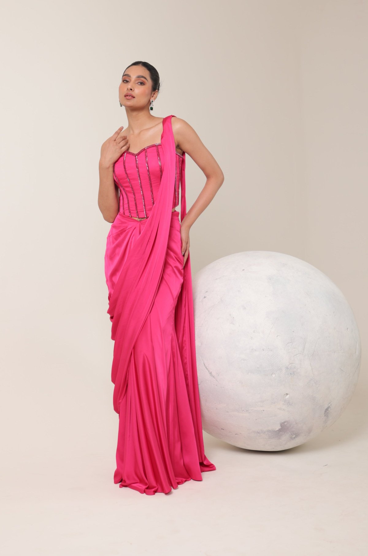 Pink Embroidered Saree