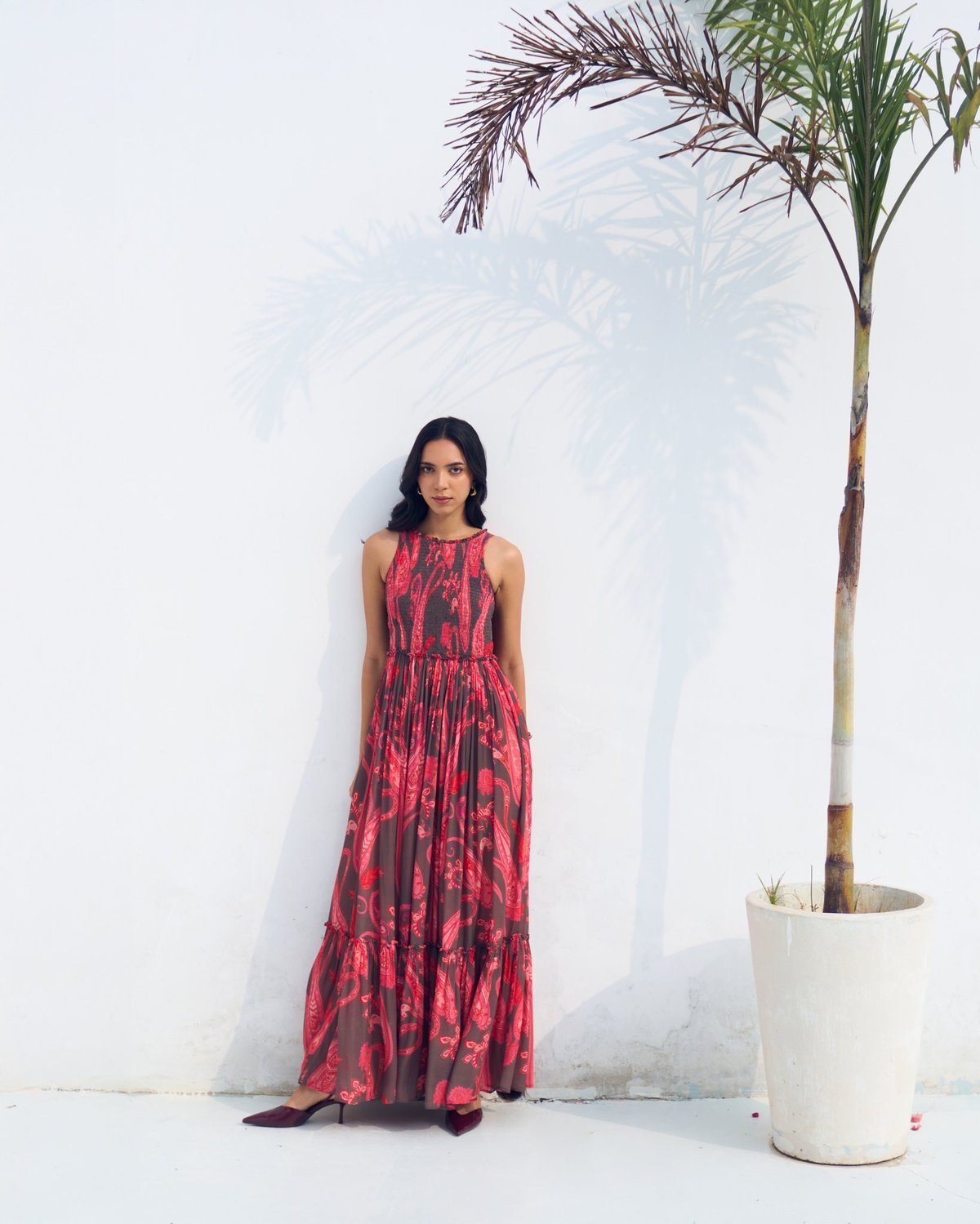 Multicolor Paisley Tiered Maxi Gown