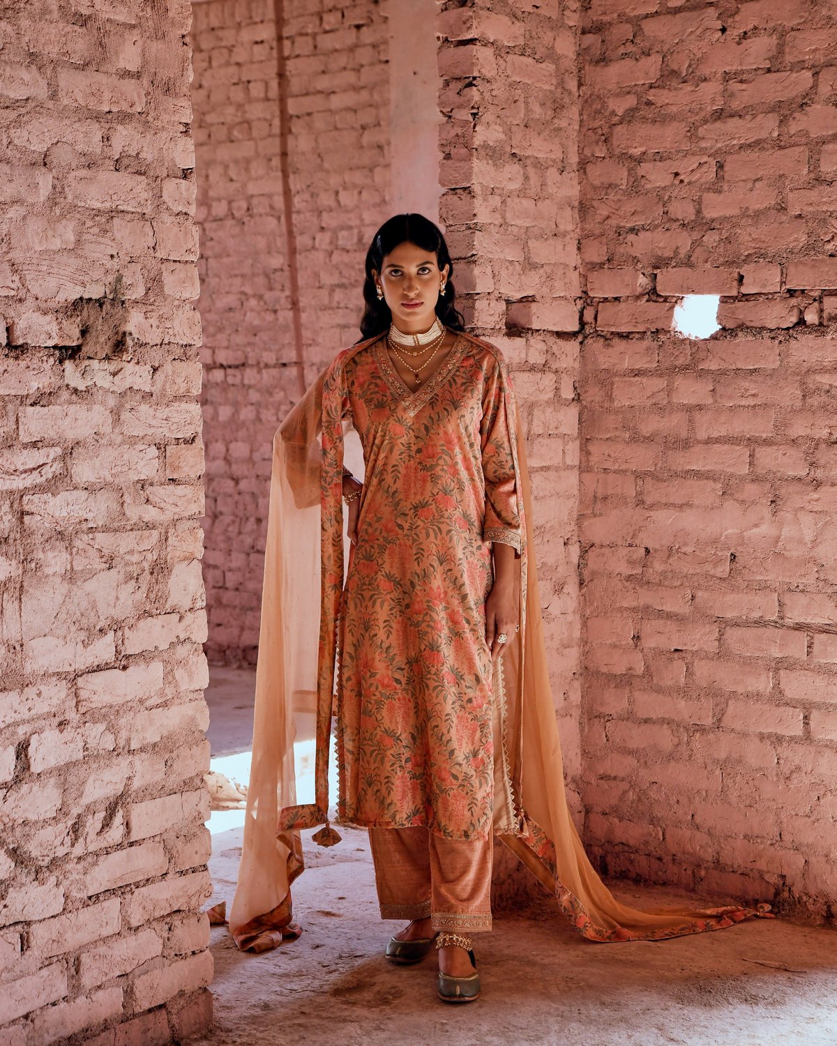 Classic Straight Makhmal Kurta Set
