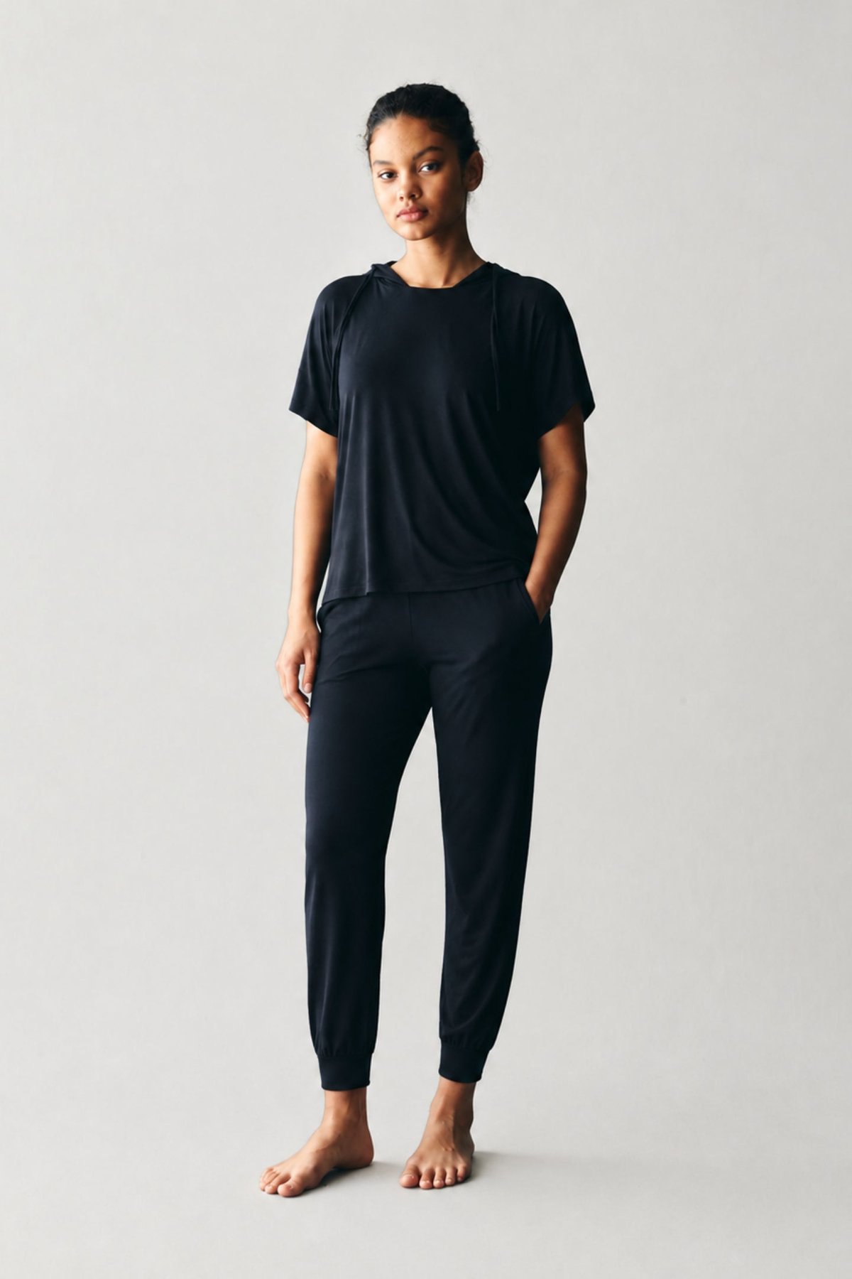 Short Sleeve Modal Hoodie Jogger Set