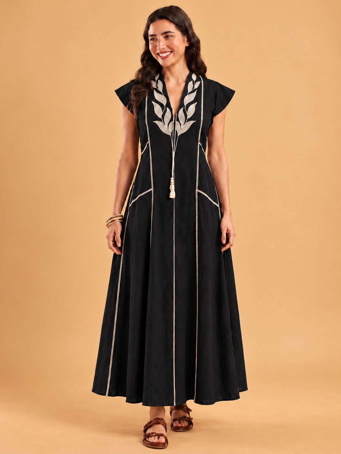 Leaf Panel Maxi Dress