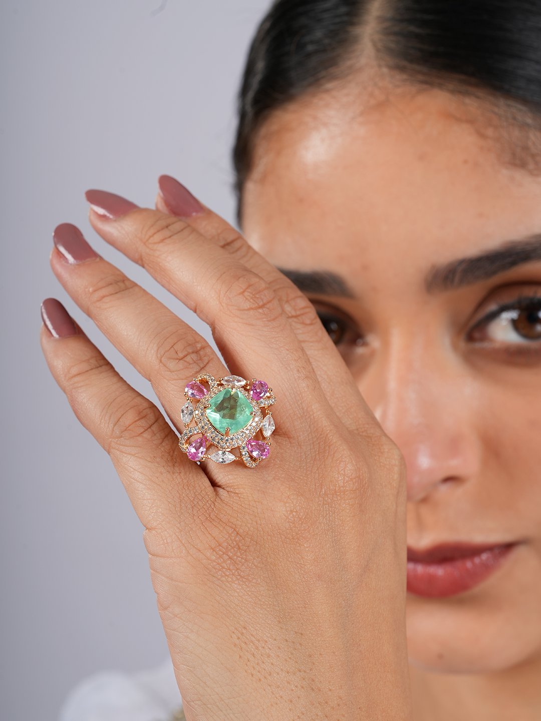 Square Pink Mint Ring