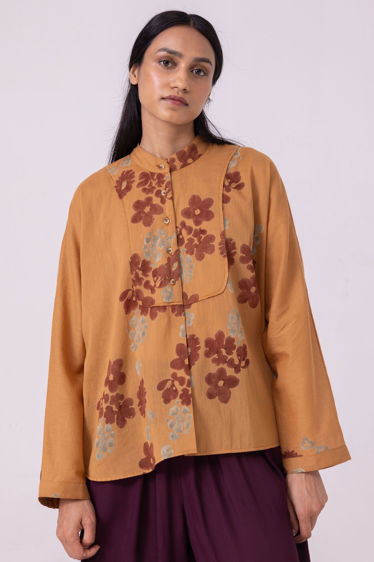 Taro Floral Hand Printed Top