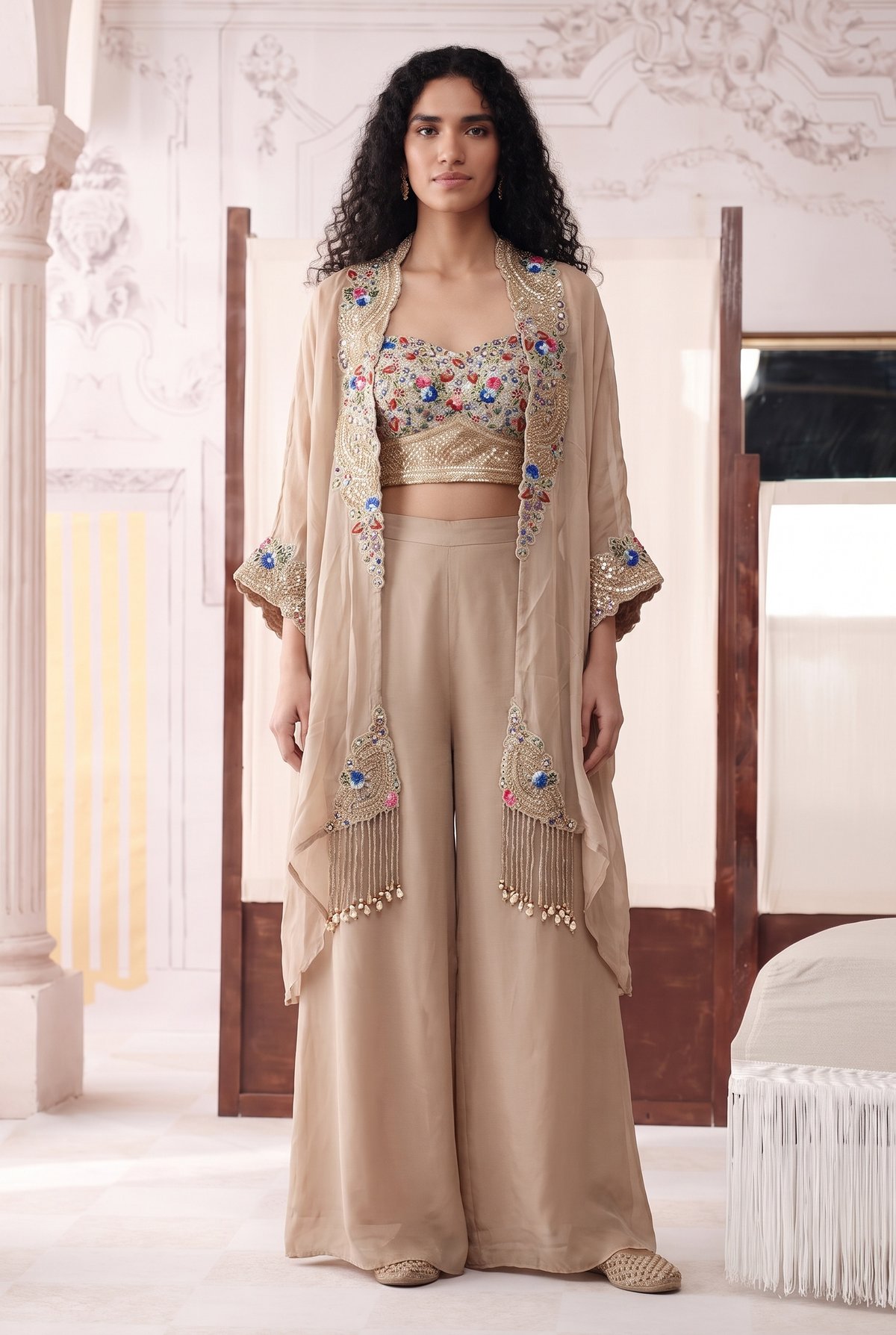 Beige Bustier Co-ord Set