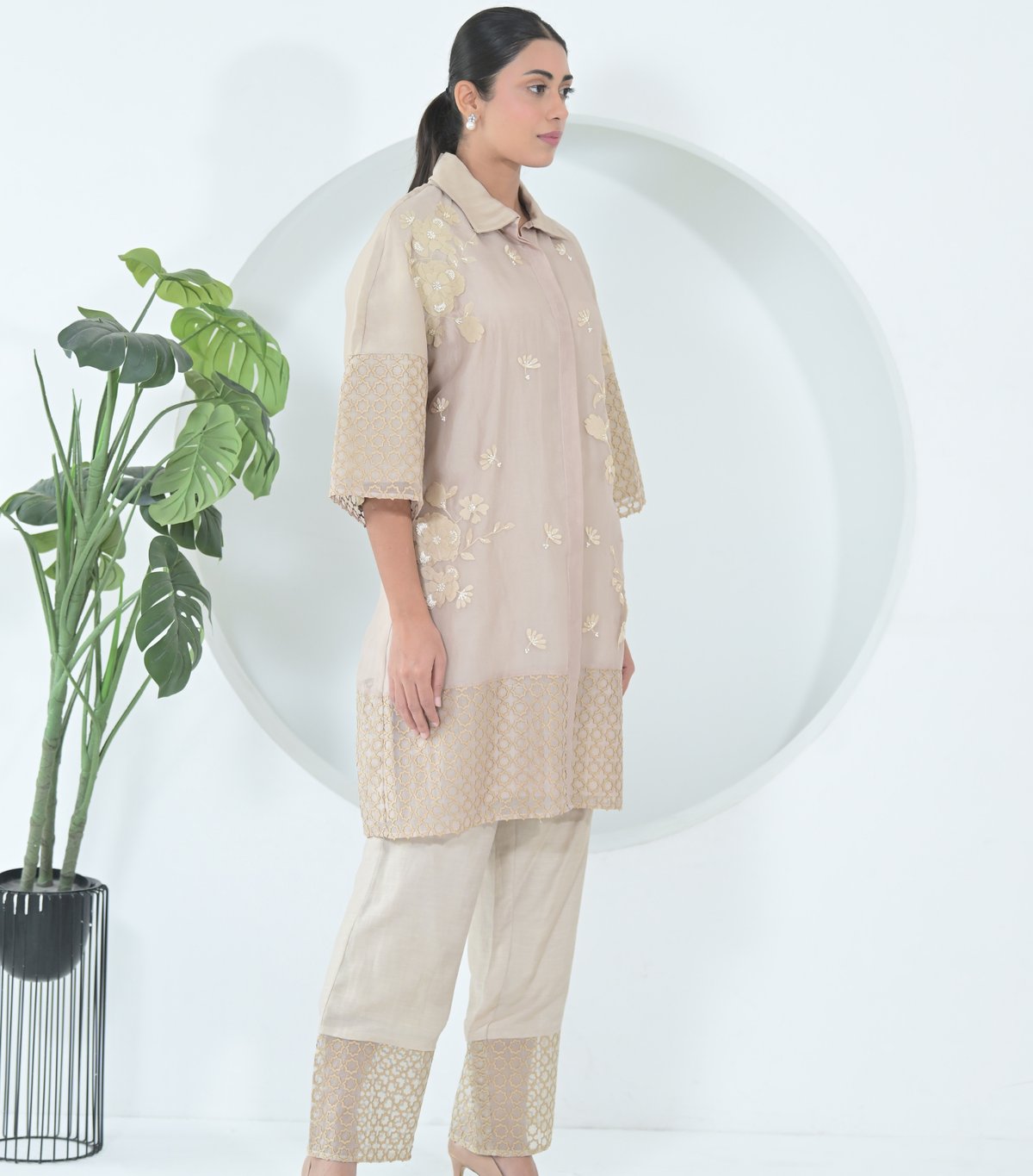 Pearl Petal Jaali Tunic Set