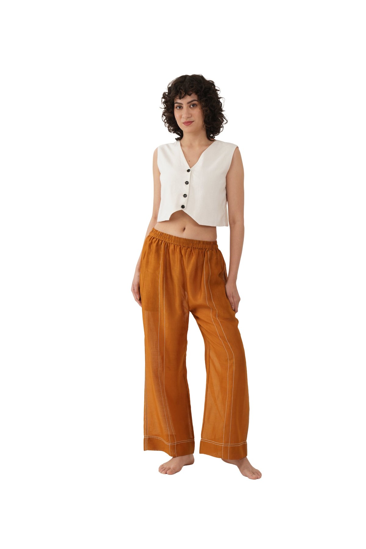 Lilen V-Neck Top With Mustered Bottom
