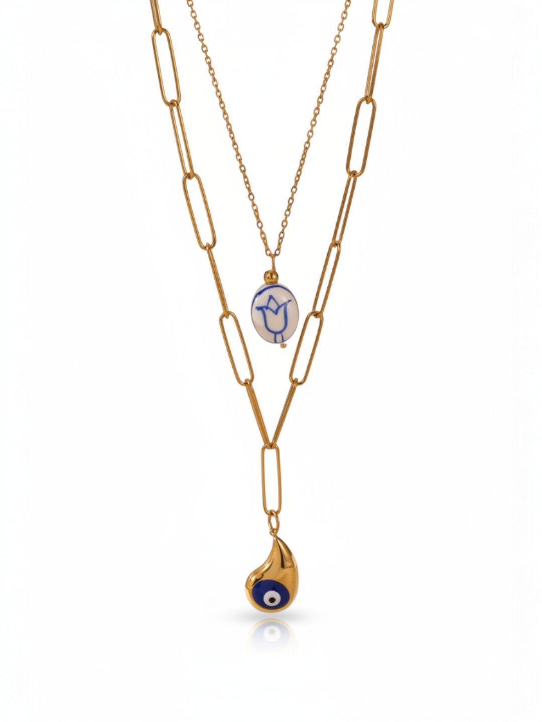 Statement Layered Blue White Flower Ceramic