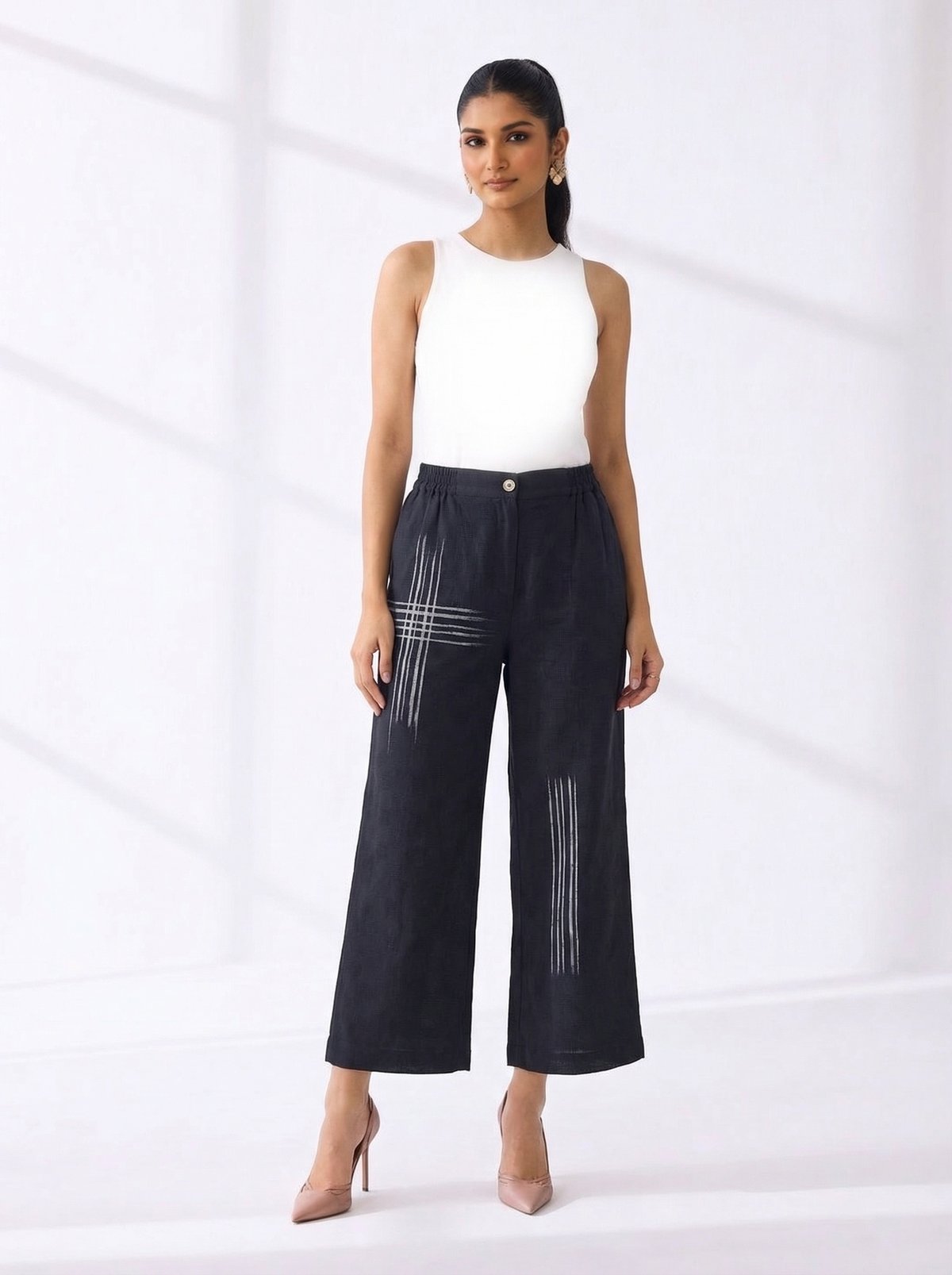 Black Ikat Drawstring Trouser