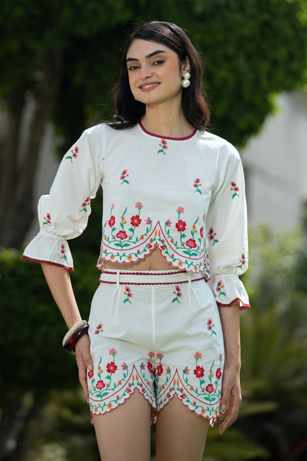 Heather Embroidered Crop Top