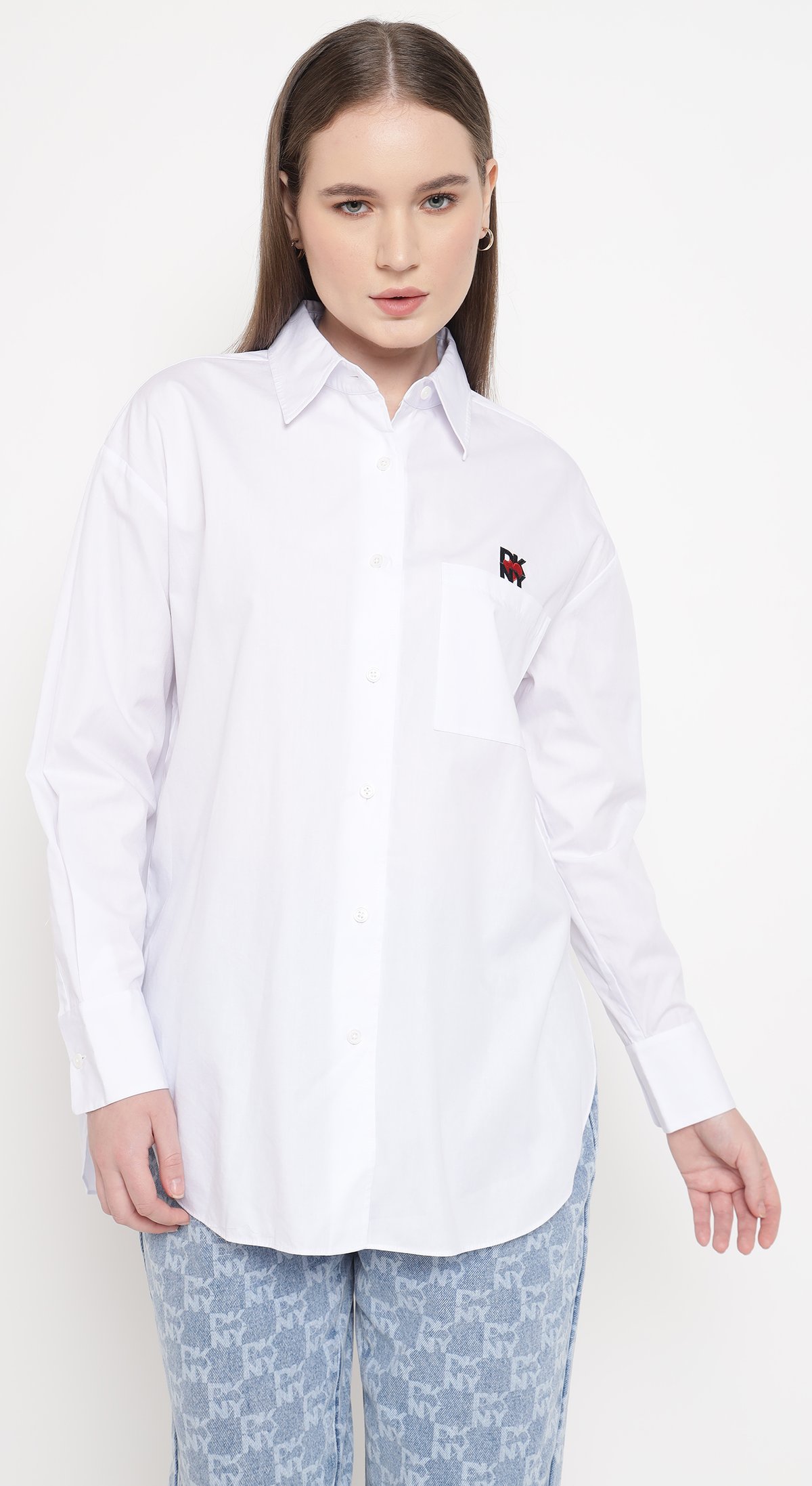 White Oversized Cotton Button-Down Shirt