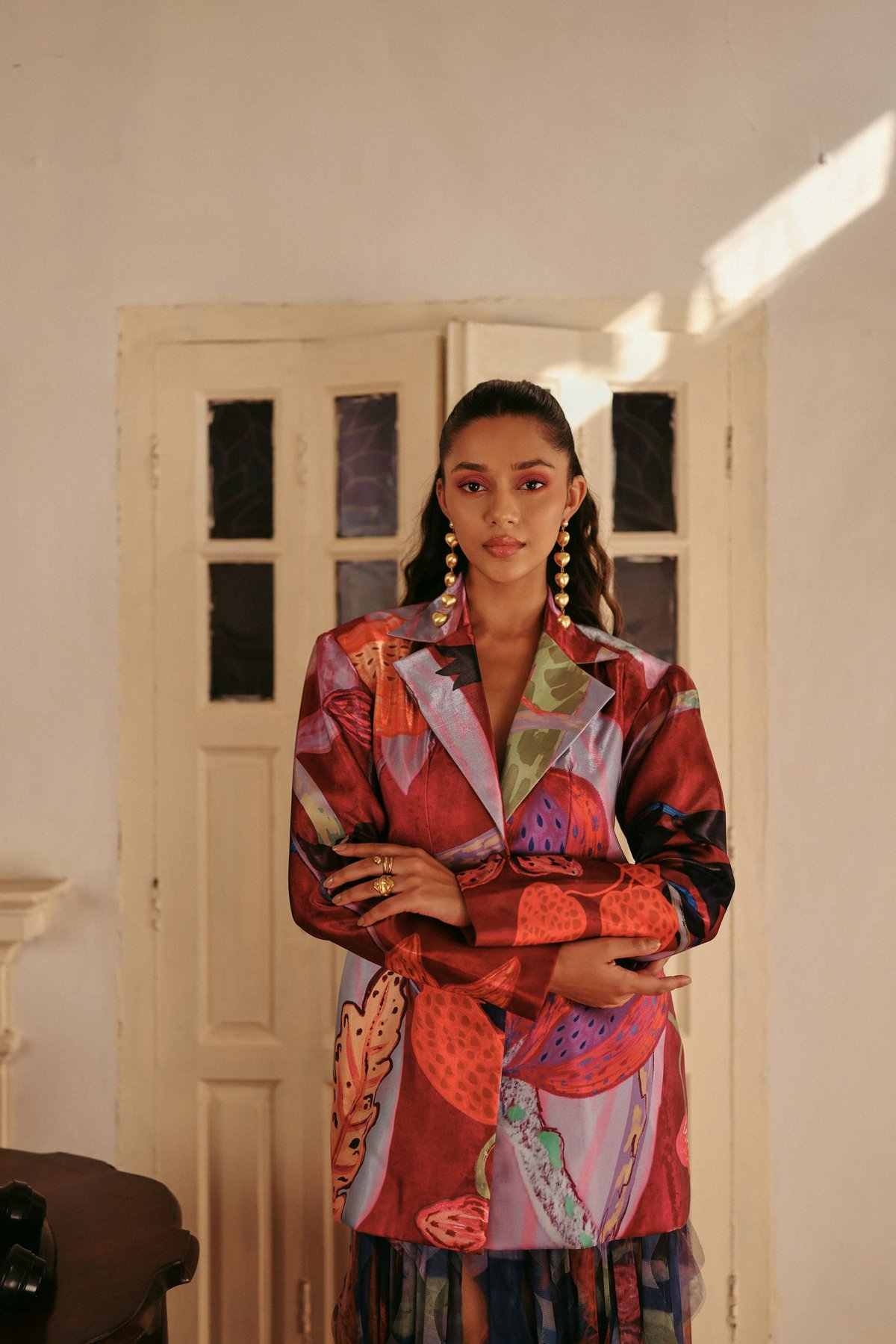 Multicolour Abstract Print Tailored Blazer