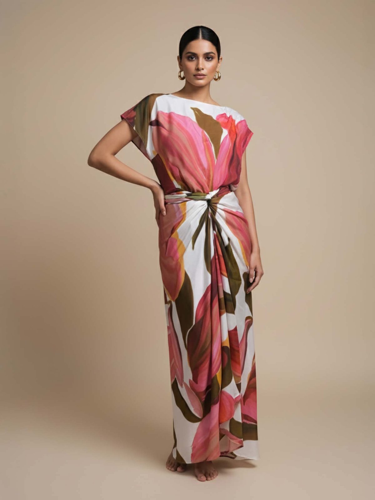 Multicolor Floral Wrap Tie Maxi Co-ord Set